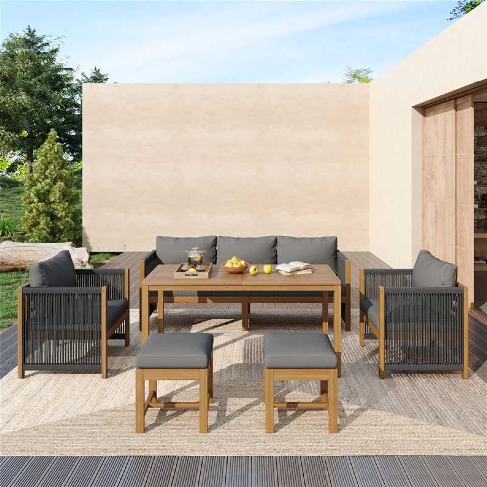 Flieks Gartenlounge-Set, 7-Sitzer Gartenmöbel Essgruppe Sitzgruppe günstig online kaufen