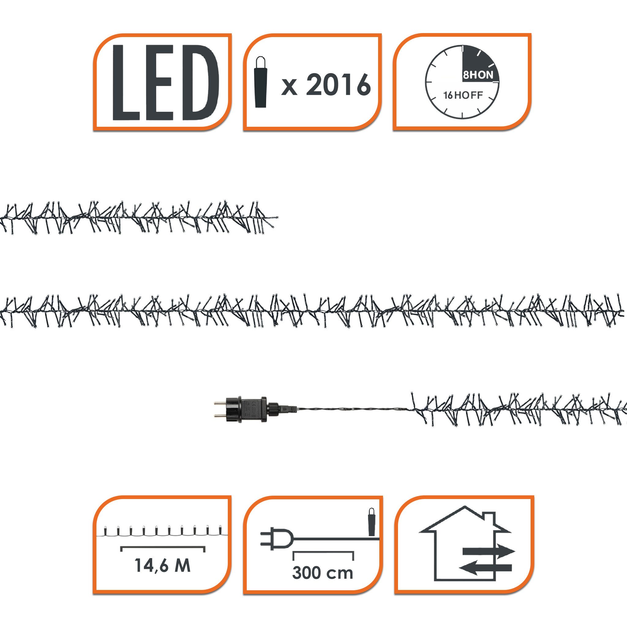 Spetebo LED-Lichterkette Büschel Lichterkette kalt weiß - 14,6 m / 2016 LED, 2016-flammig, Baum Beleuchtung mit Controller und Speicherchip – Indoor / Outdoor – Bild 2 von 5