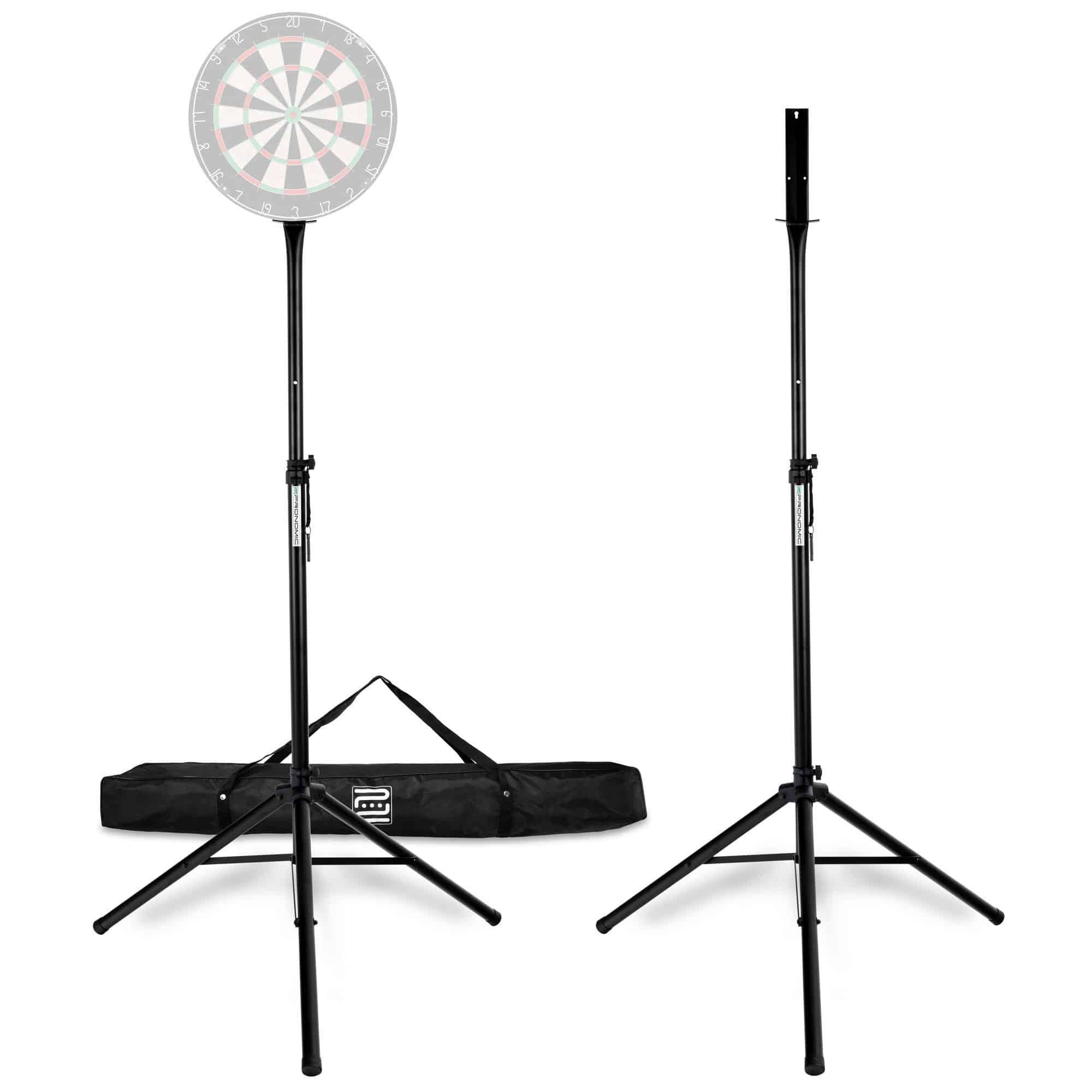 Pronomic Dartscheibe DA-45S Ständer für Dartscheibe - Dartboard Halterung - Dartständer, (Spar-Set, inkl. Transporttasche), aus pulverbeschichtetem Stahl, höhenverstellbar