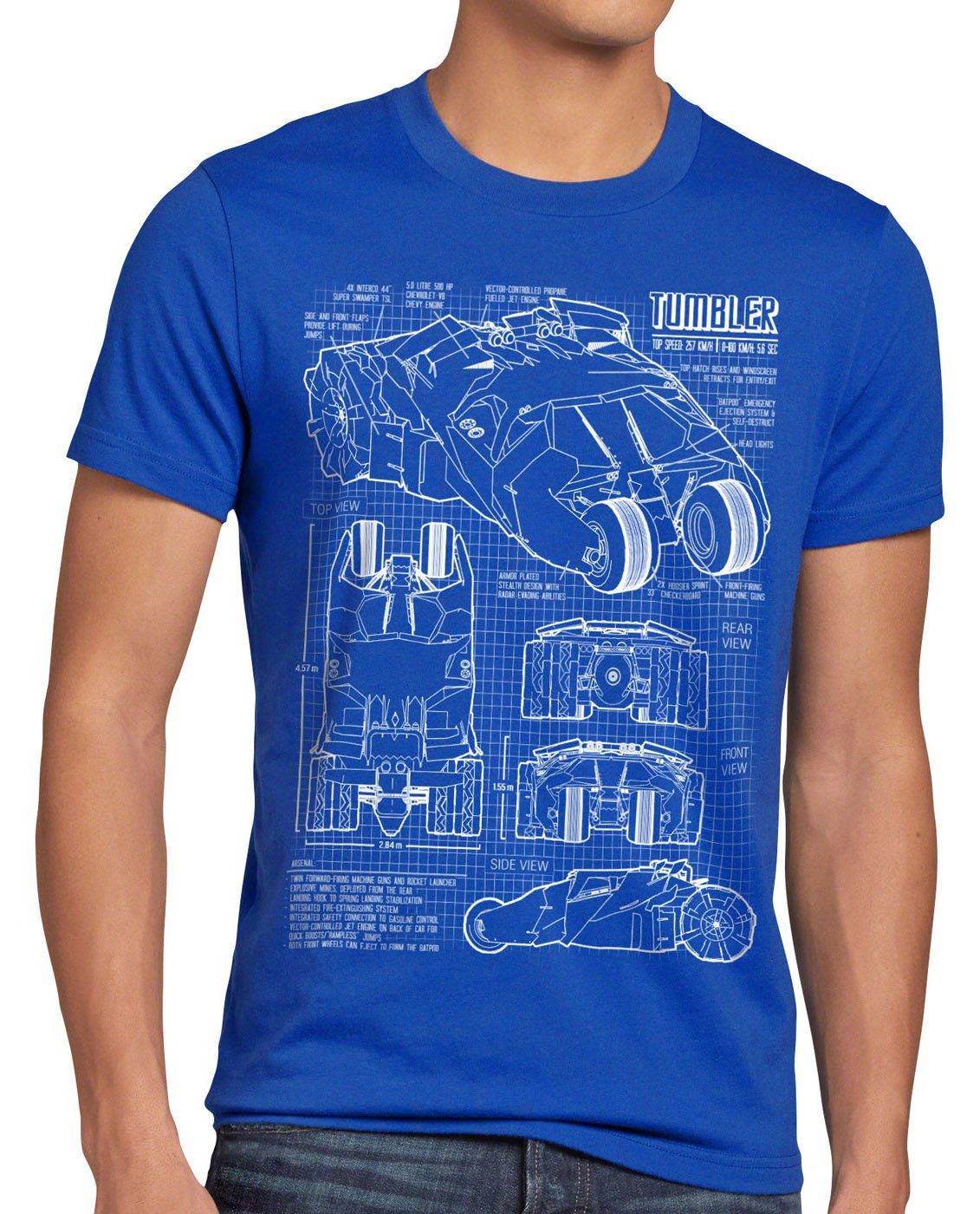 T-Shirt Bat knight Print-Shirt film man Gotham city dark game Tumbler style3 mobil Blaupause Herren