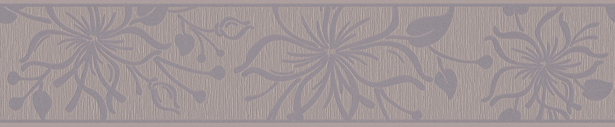 Bordüre Borders braun/grau A.S. strukturiert, Blumen Bordüre Tapete floral, natürlich, geblümt, Création 11, Only