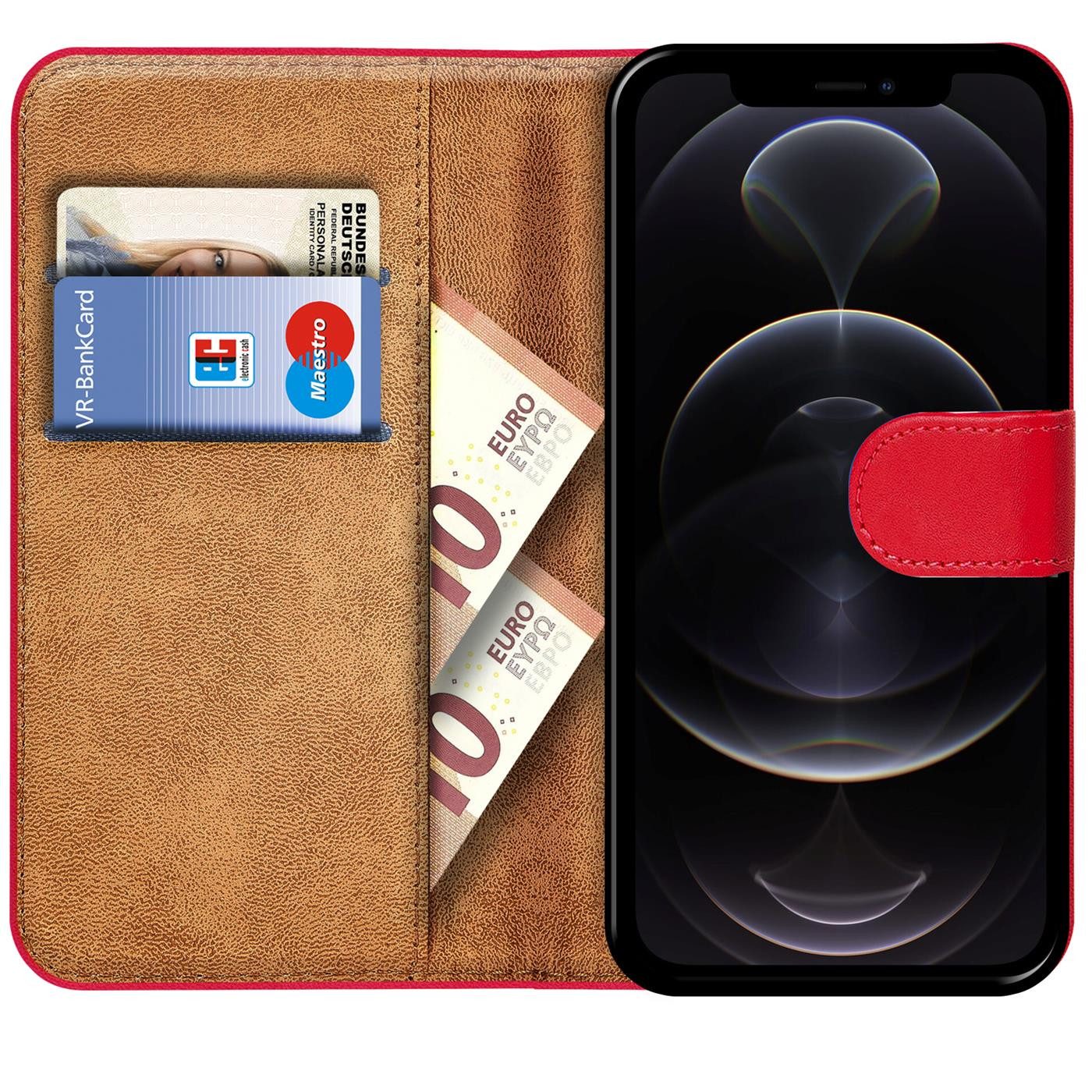 CoolGadget Handyhülle Wallet Klapp Tasche Book Case für Apple iPhone 12 / 12 Pro 6,1 Zoll, Hülle Klapphülle Flip Cover Etui Schutzhülle – Bild 2 von 5