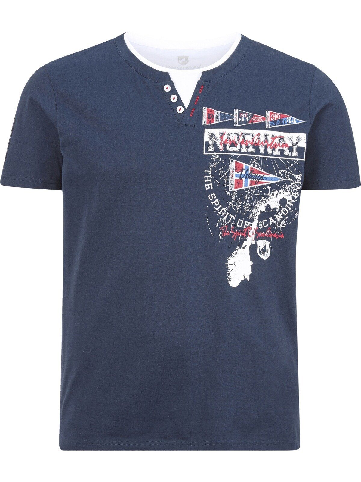 3-fach Knopfleiste dunkelblau mit Vanderstorm PEDER Jan T-Shirt