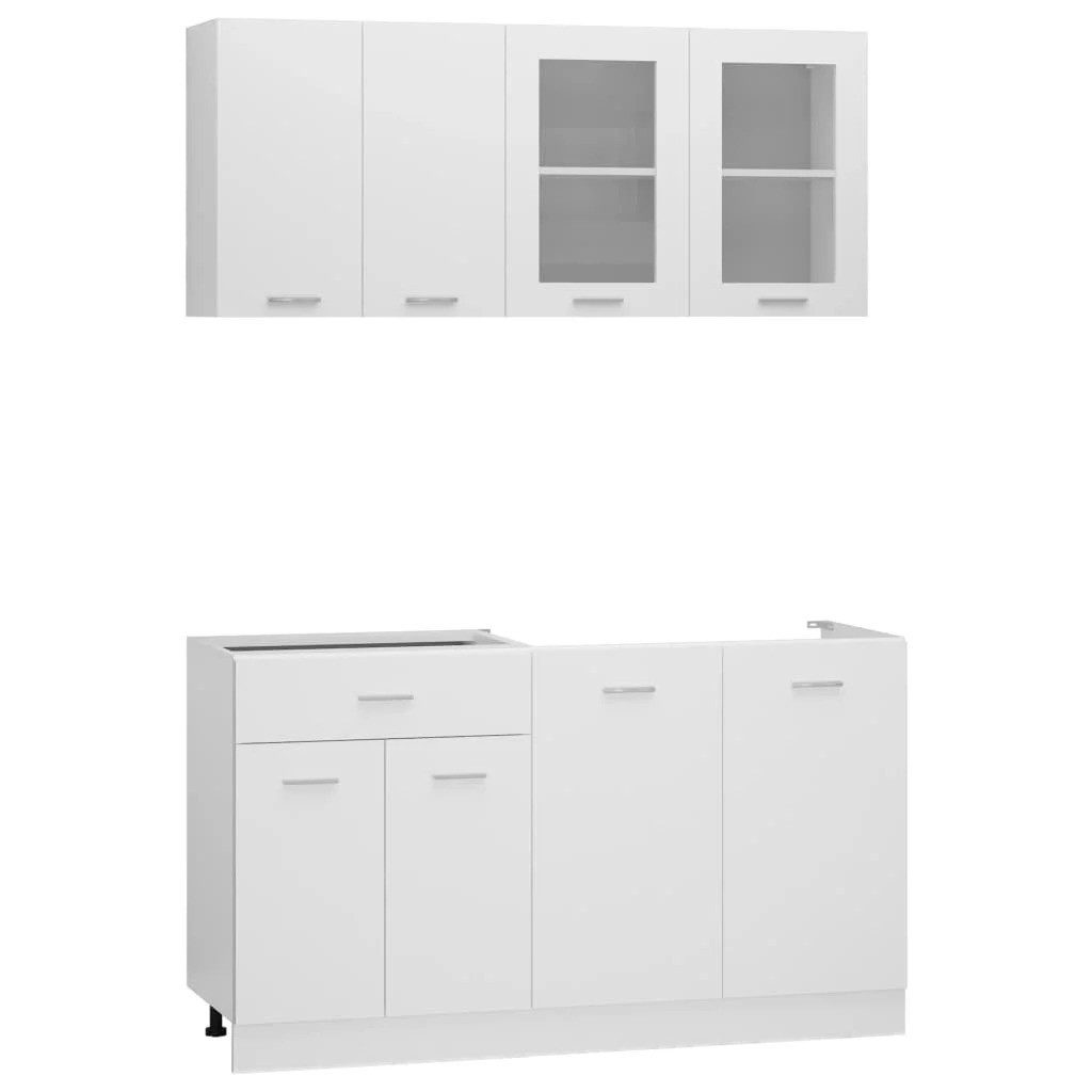 DOTMALL Aufsatzschrank 4-tlg. Küchenzeile Weiß Holzwerkstoff günstig online kaufen