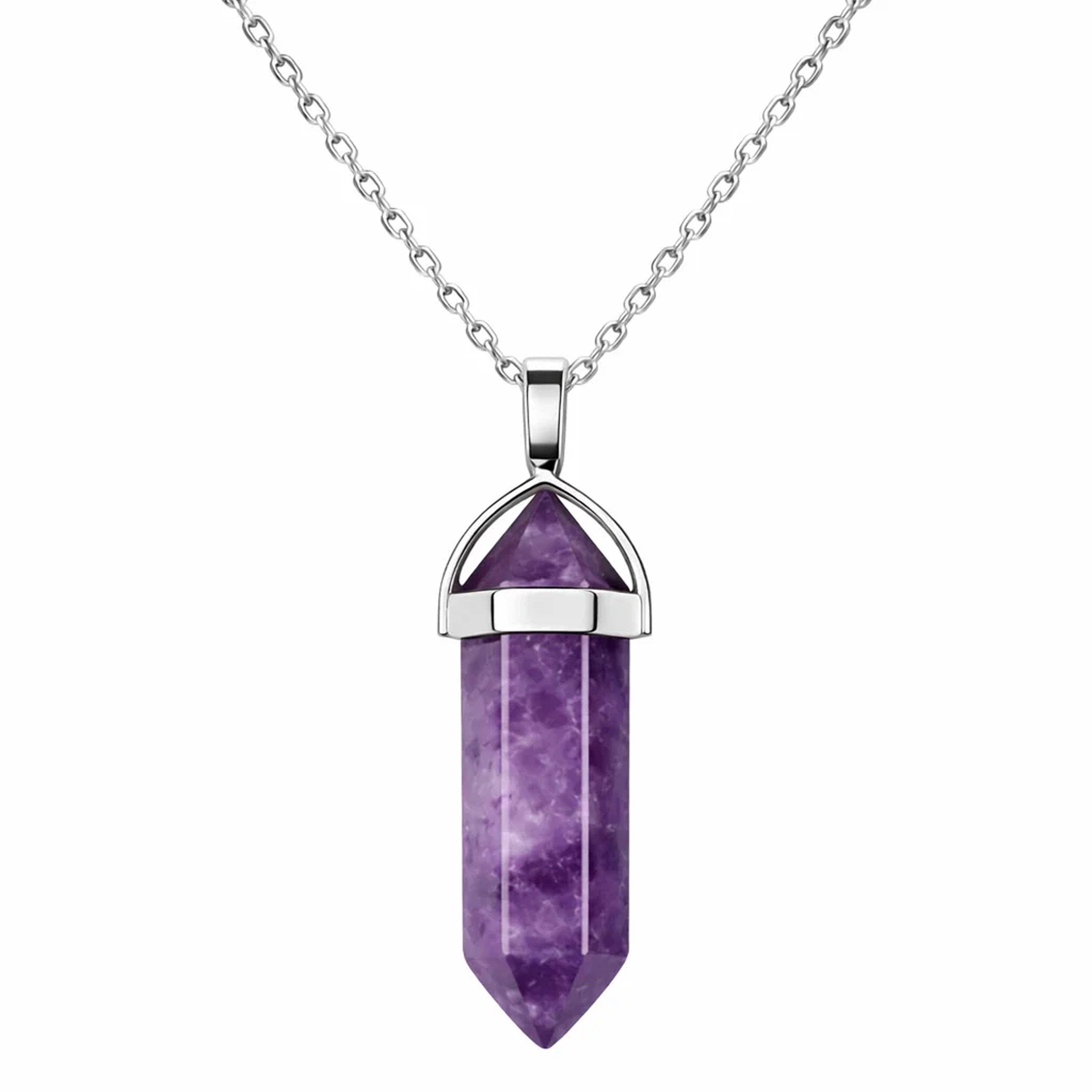 Kette mit Anhänger Amethyst Naturstein Unisex Anhänger Kristall Edelstein Halskette