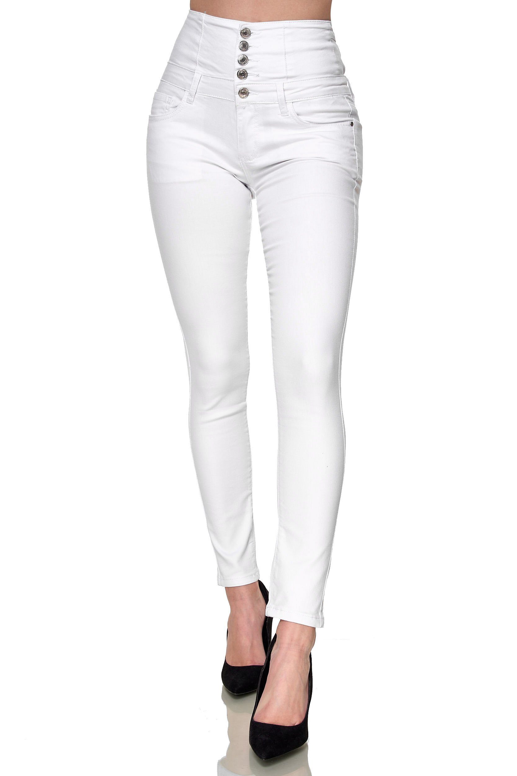 Damen Elara High (1-tlg) Weiß Jeans Elara High-waist-Jeans Skinny stretch Waist