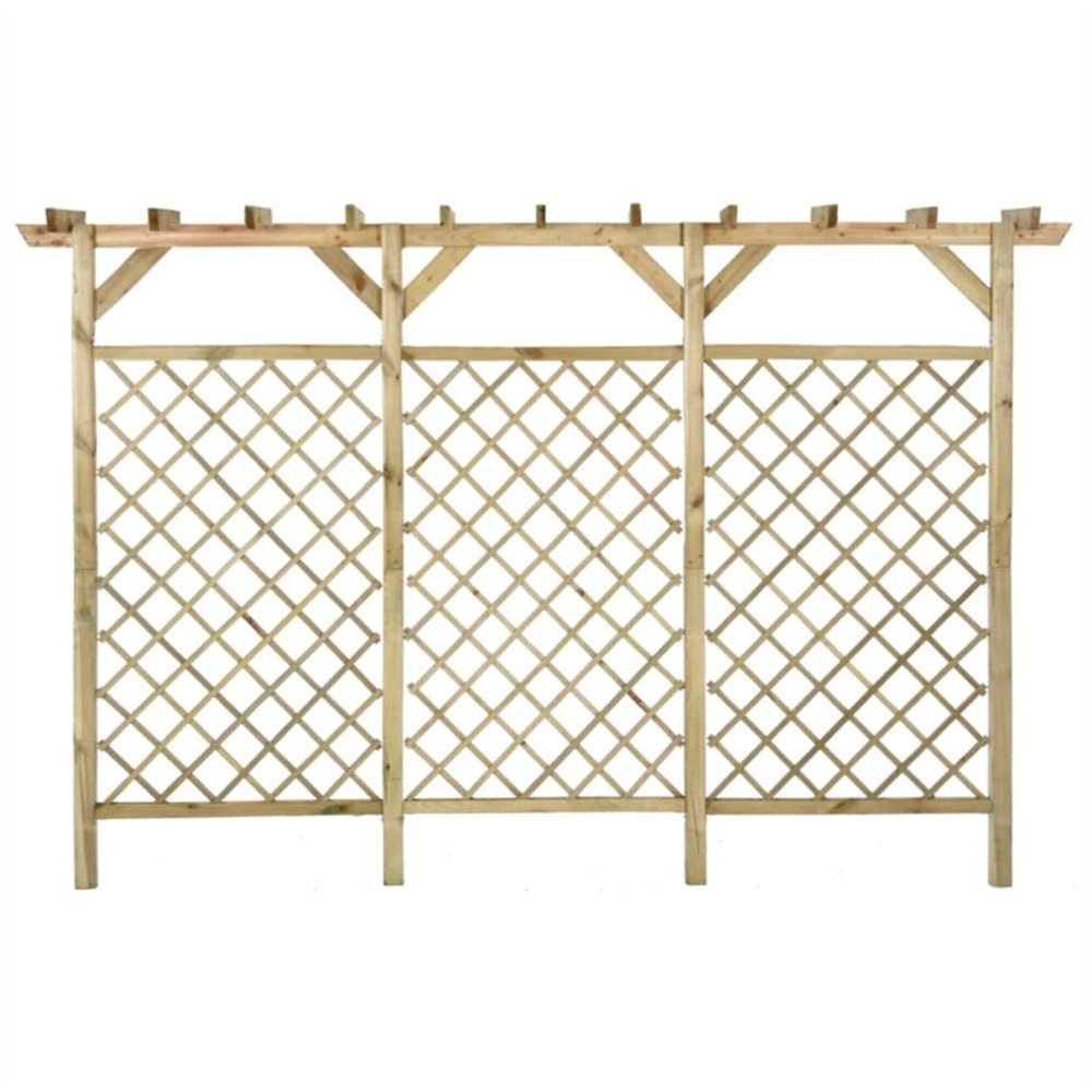 DOTMALL Bohlenzaun Garten-Gitterzaun Pergola-Oberteil Kiefer Imprägniert 300x50x200cm
