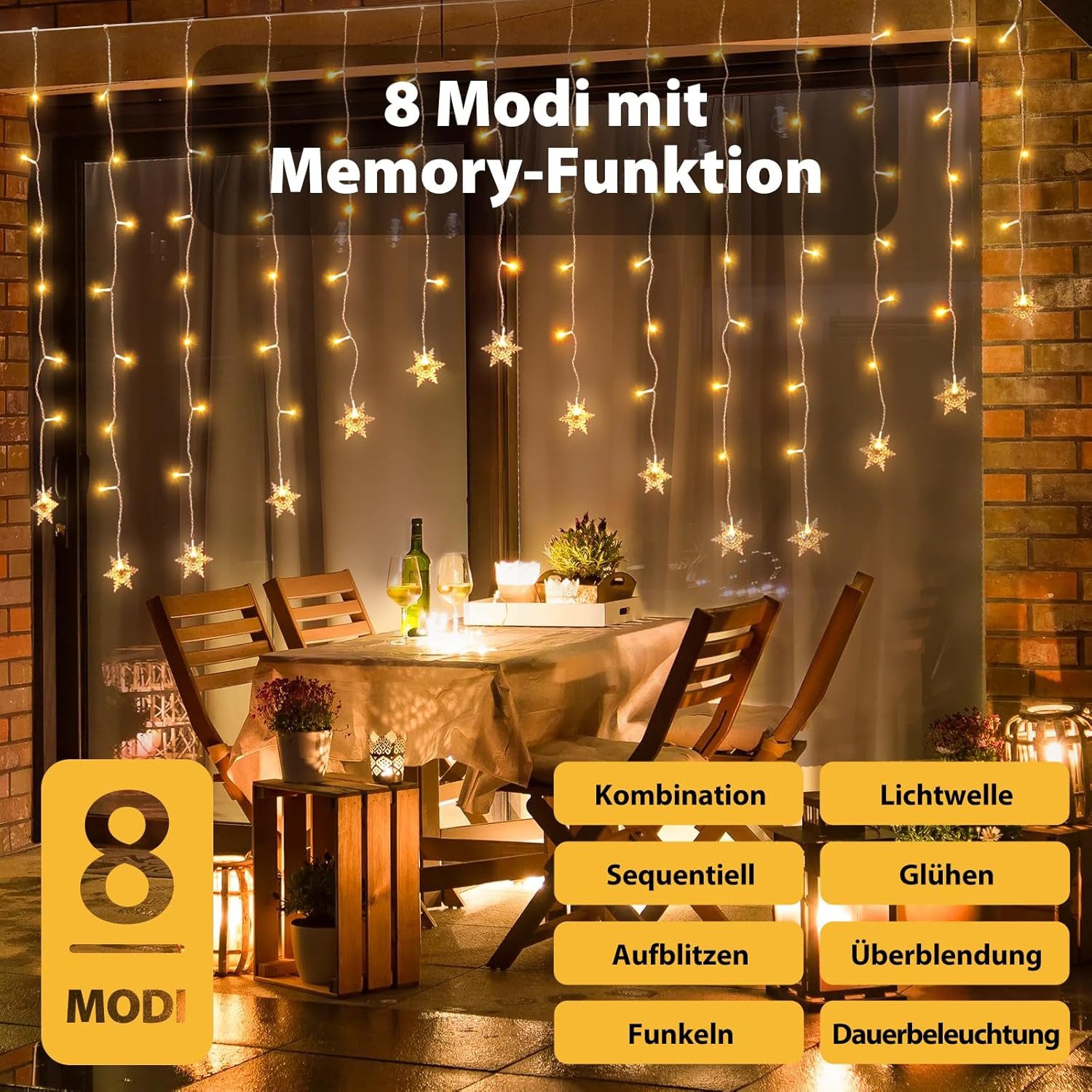 Salcar LED-Lichtervorhang 2M LED Schneeflocke Lichtervorhang günstig online kaufen