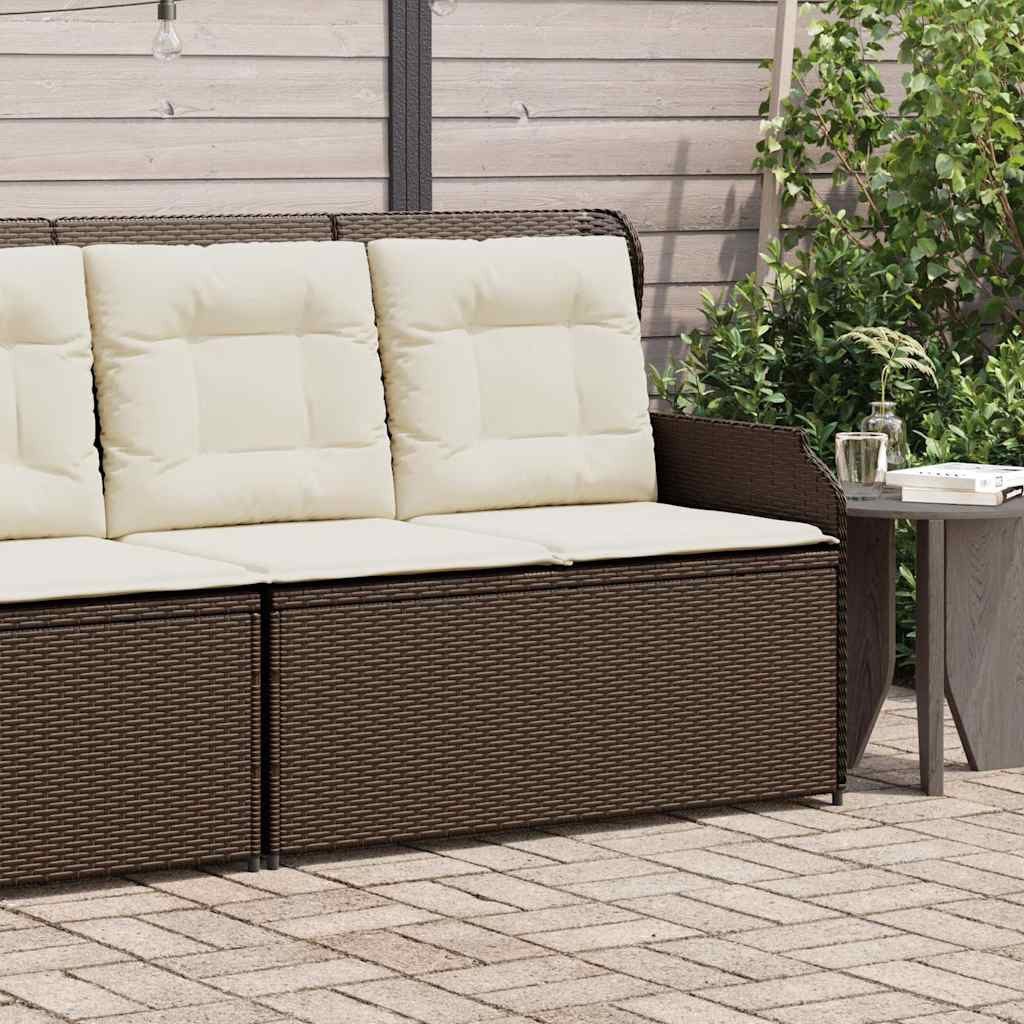 vidaXL Loungesofa Gartenbank Verstellbar mit Kissen Braun Poly Rattan, 1 Teile