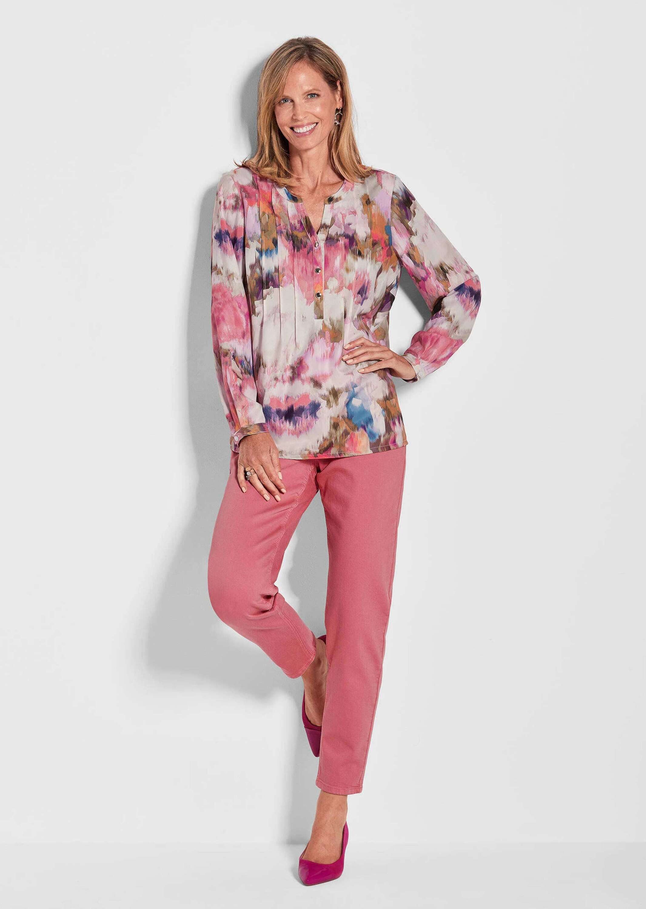 GOLDNER Kurzarmbluse Damen Tunikabluse mit Rundhalsausschnitt in bunten Far günstig online kaufen