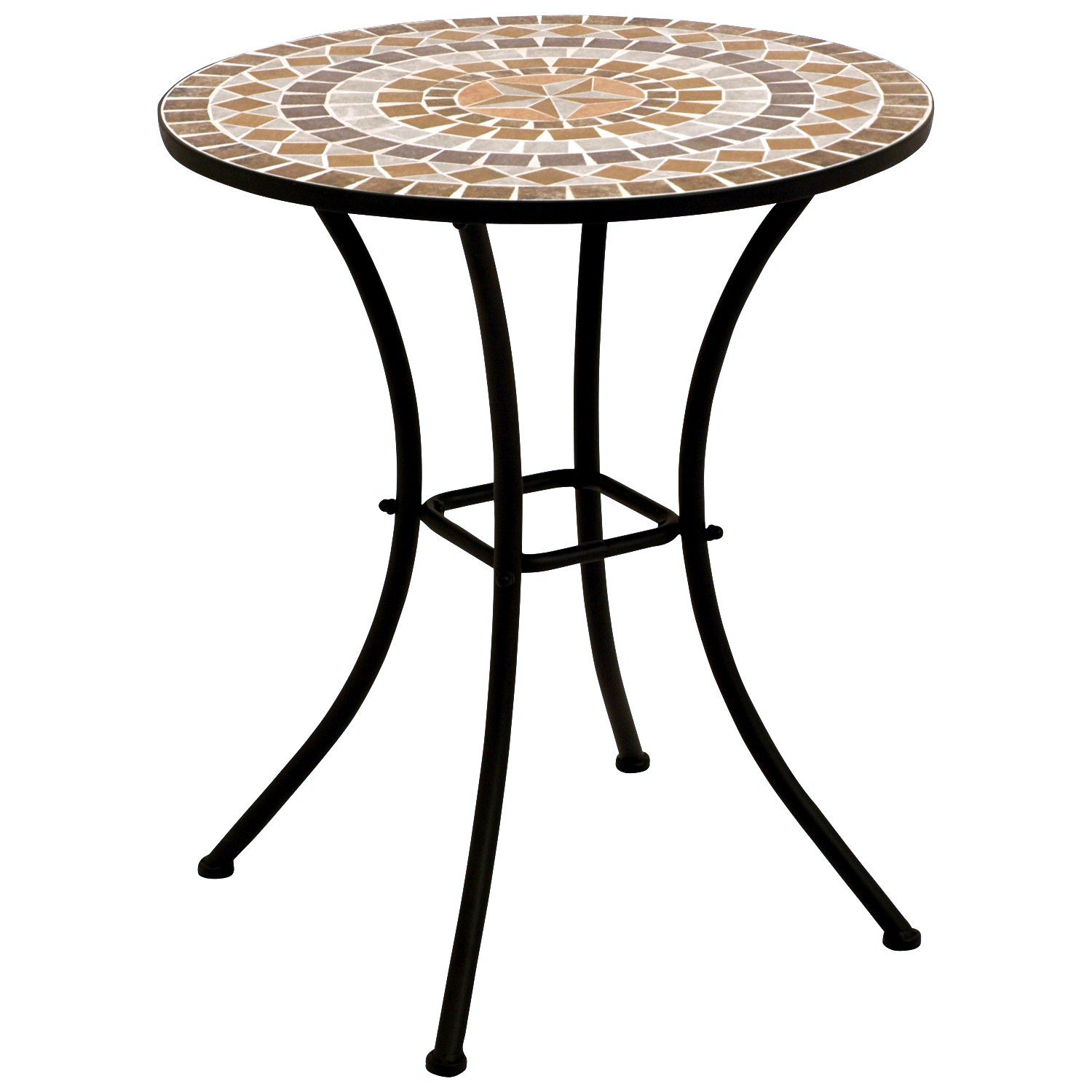 DEGAMO Bistrotisch LUCCA, 60cm rund, Stahl schwarz, Mosaik terracottafarben