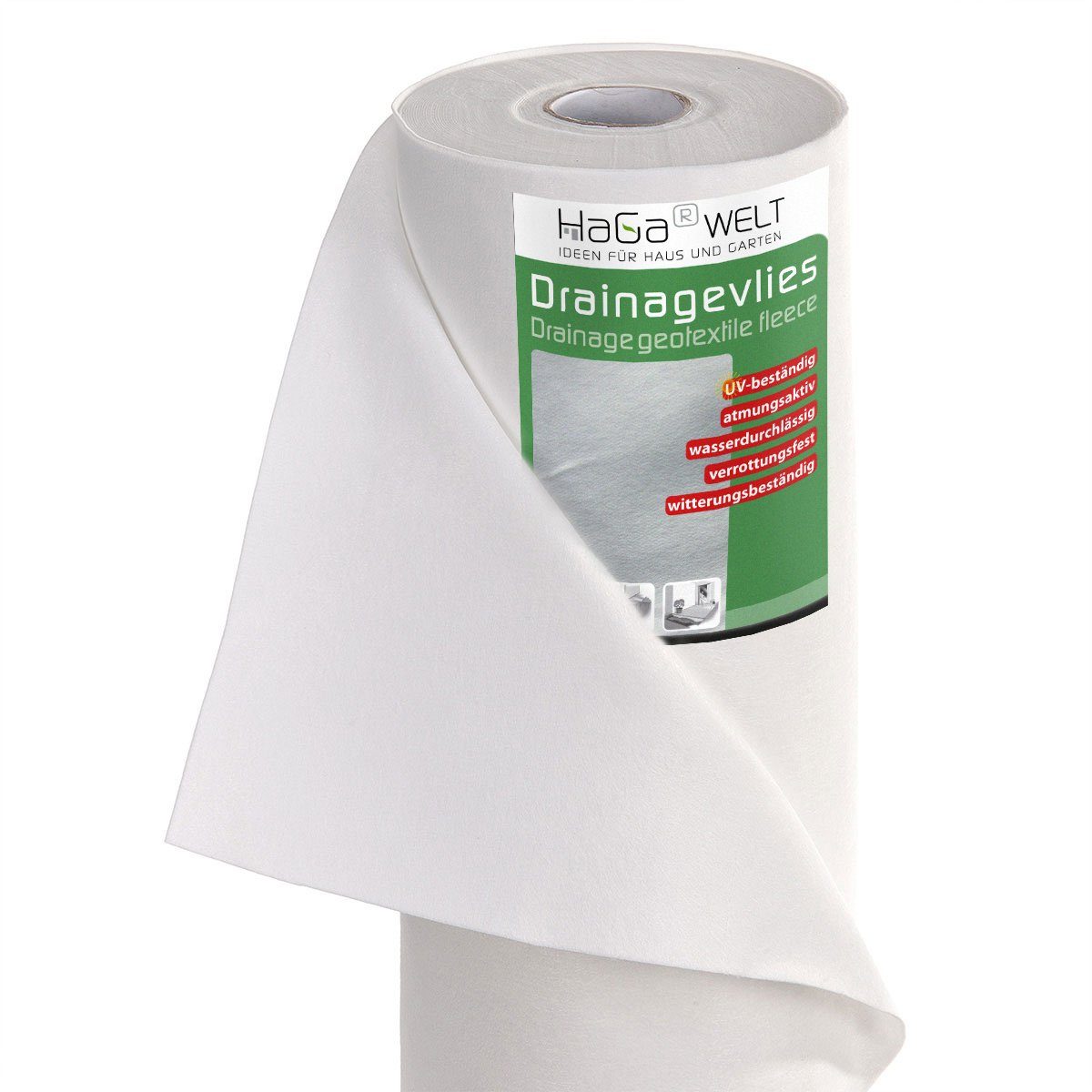 HaGa Bodenschutzvlies DRAINAGEVLIES 1,5mx10m Filtervlies Teichflies, Drainage-Geotextilvlies, Faservlies, Trennvlies, Vlies, Kiesunterlage