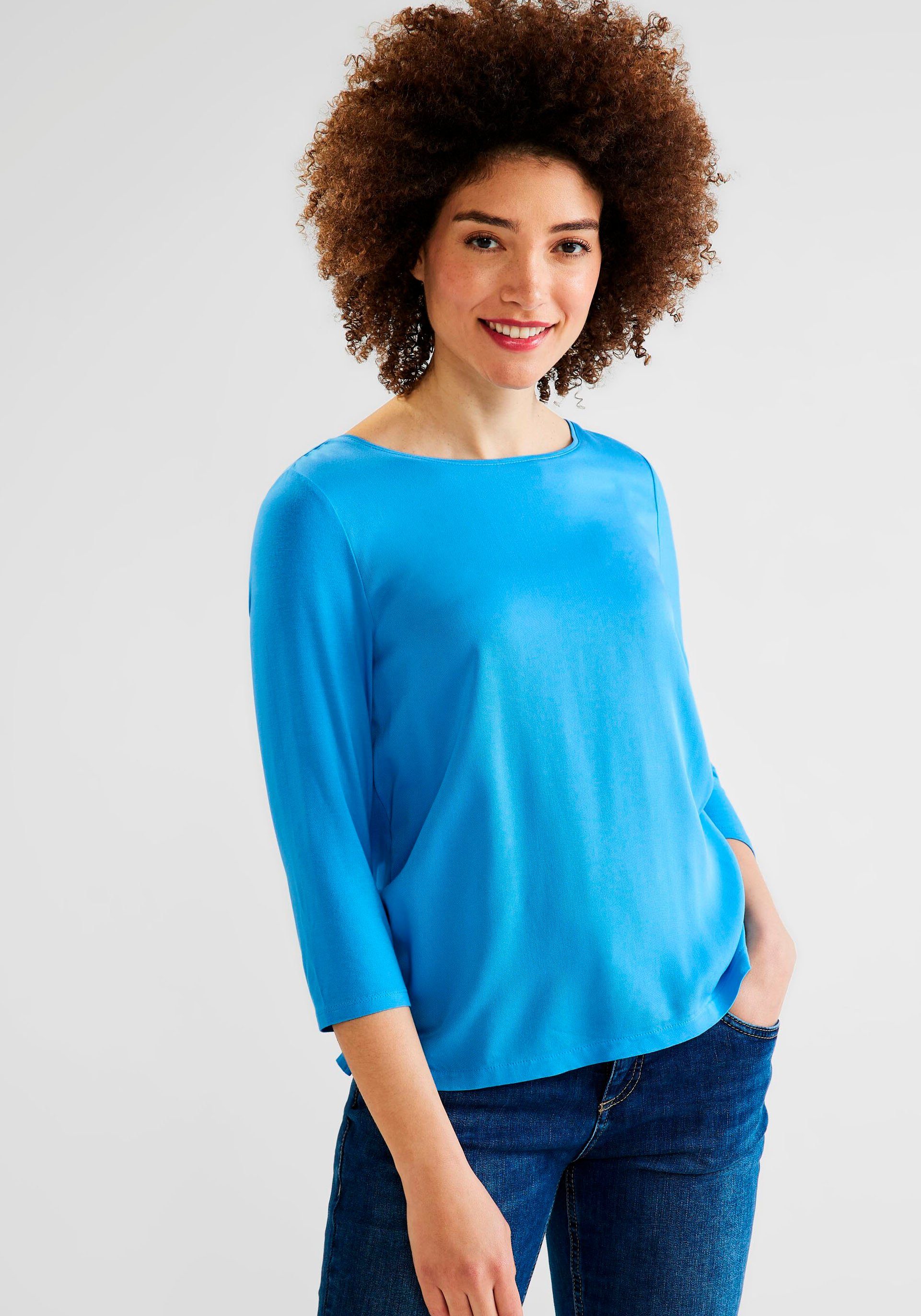 STREET ONE 3/4-Arm-Shirt STYLE EVI mit Rundhalsausschnitt splash blue