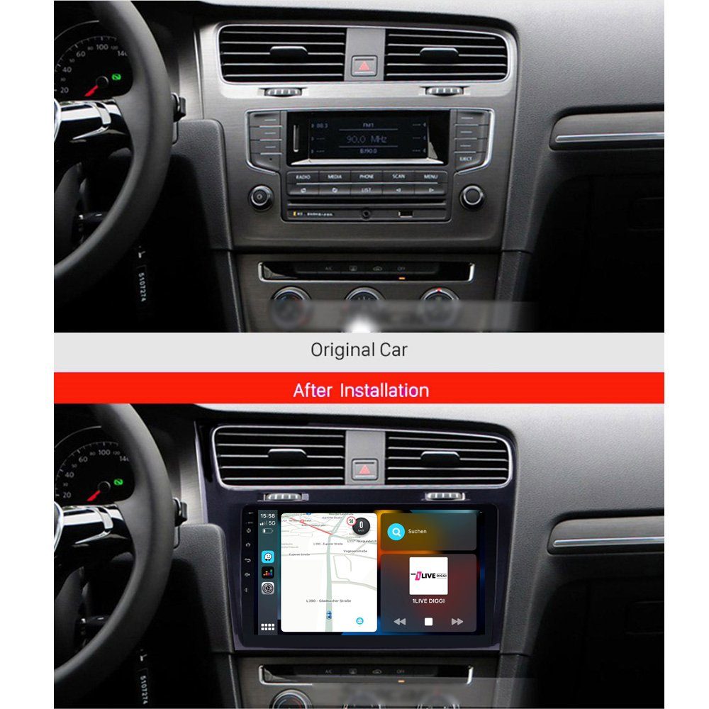 10" Einbau-Navigationsgerät Golf CarPlay Radio Touch TAFFIO Volkswagen VII Für 7 Android AndroidAuto