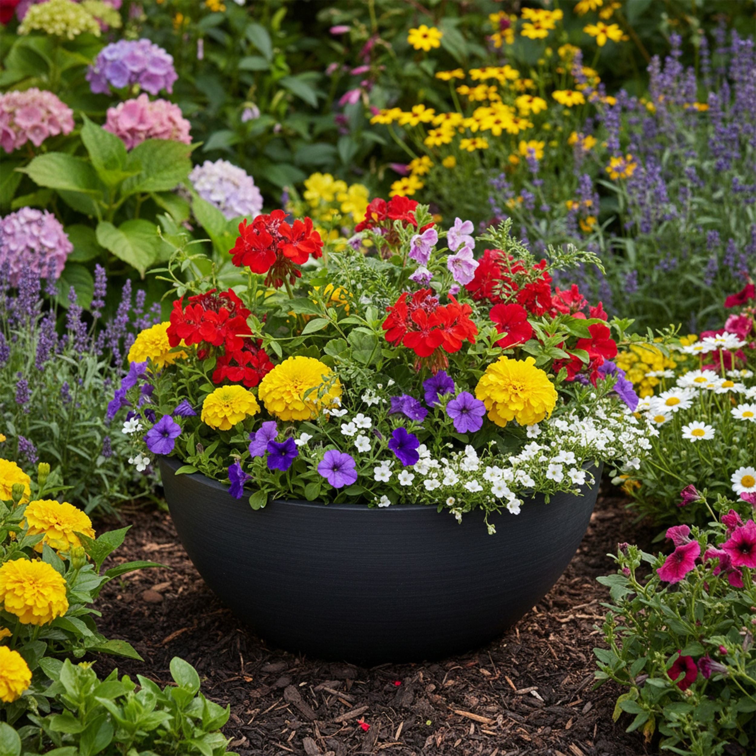 colourliving Blumentopf Pflanzkübel "BOWL" Ecostone – Rund, nachhaltig & wetterfest, Stilvolle Nachhaltigkeit für drinnen und draußen