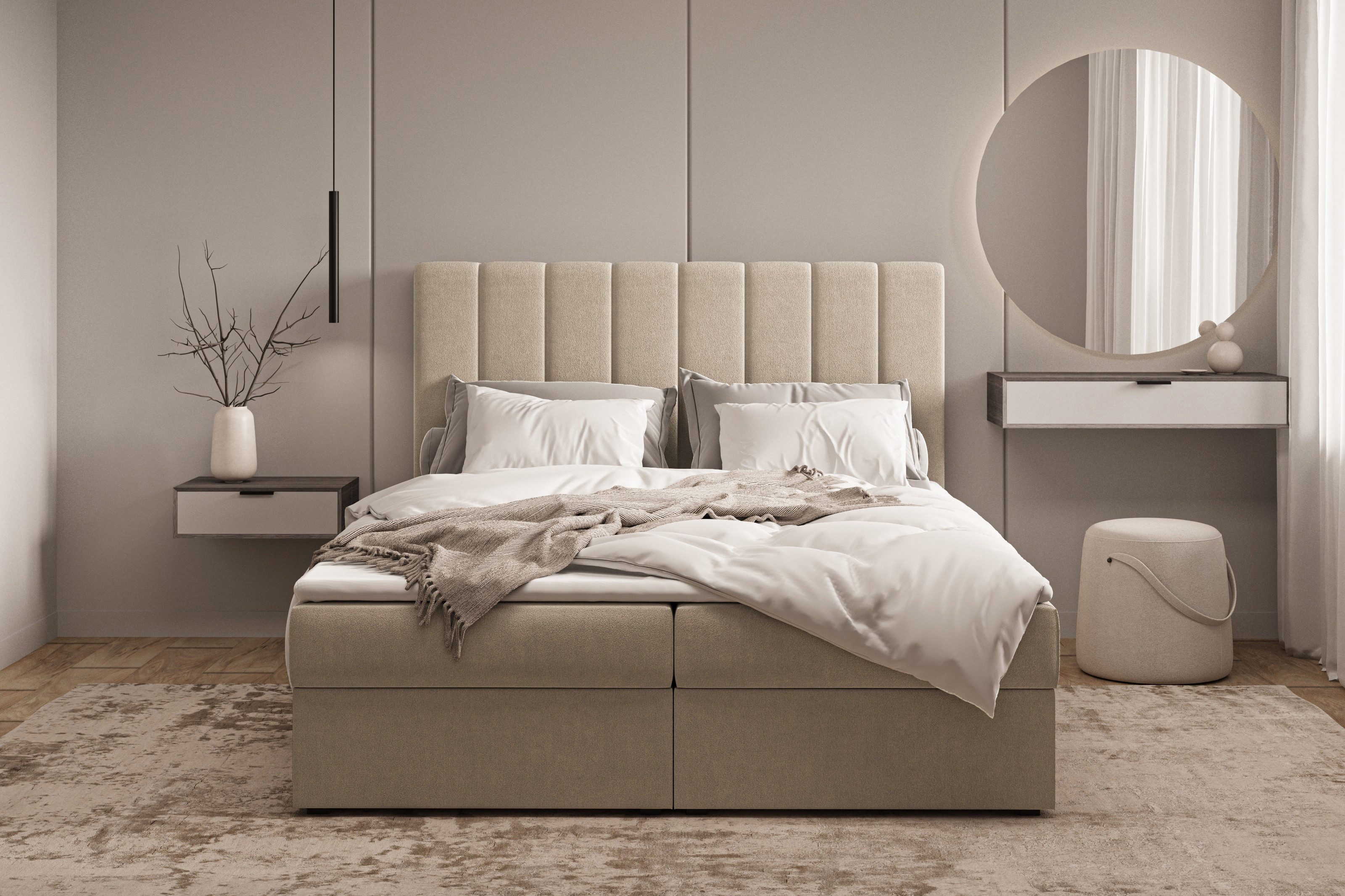 MOEBLO Boxspringbett Bett 01 (Bonell, Topper, Doppelbett gepolstertes Kopft günstig online kaufen