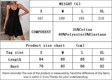 BlauWave Jerseykleid Damen V-Ausschnitt Solid Knopf plissiert Cami Kleid (1-tlg)