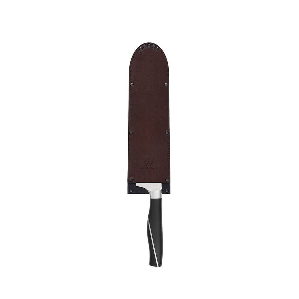 Kevlar® Wunschleder Kochmesser 30 cm braun mit Klingenschutz breit Wunschleder