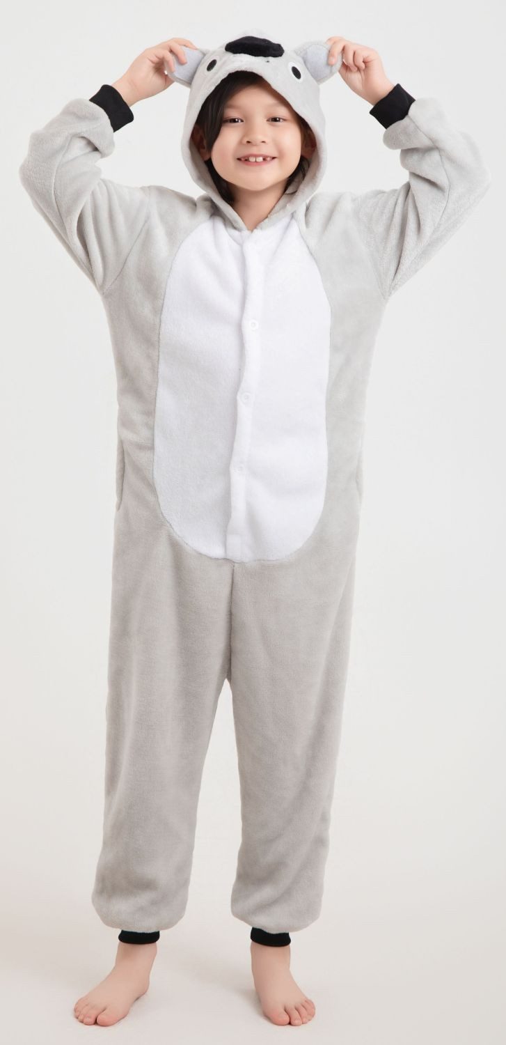Corimori Jumpsuit Kinder Kostüm Jumpsuit Onesie verschiedene Designs (1-tlg) Fasching, Karneval, Tierkostüme Koala 116-122 – Bild 3 von 5