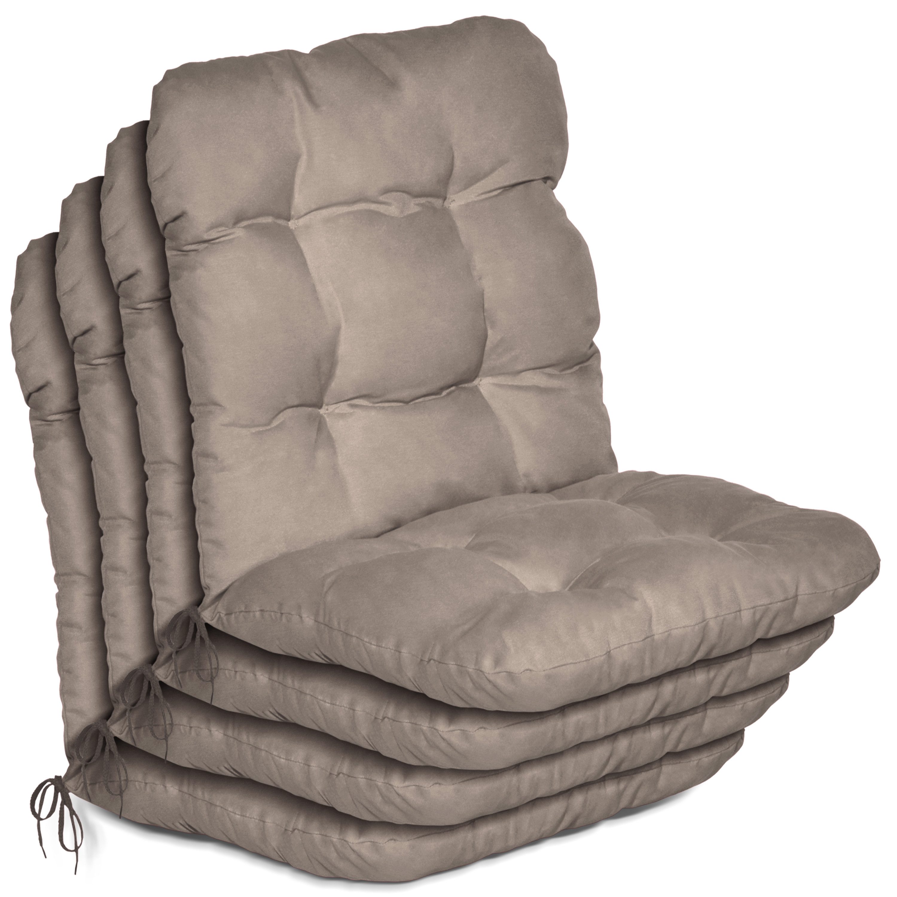 Sitzauflage 4er Set Niedriglehner Auflagen Set Flair NL, 100x50x8cm, Taupe