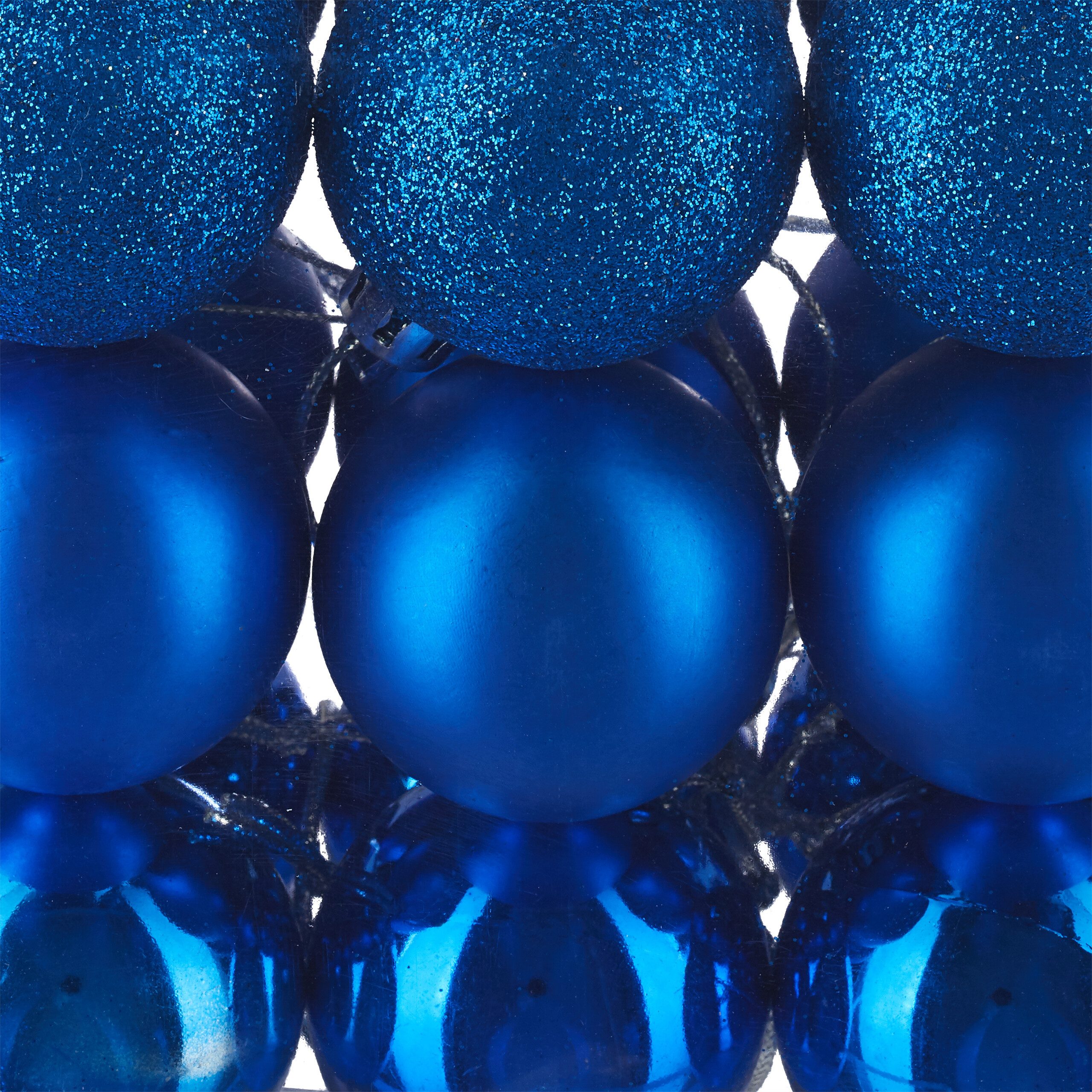 relaxdays Weihnachtsbaumkugel Weihnachtskugeln im 50er Set (50 St), blau – Bild 5 von 5