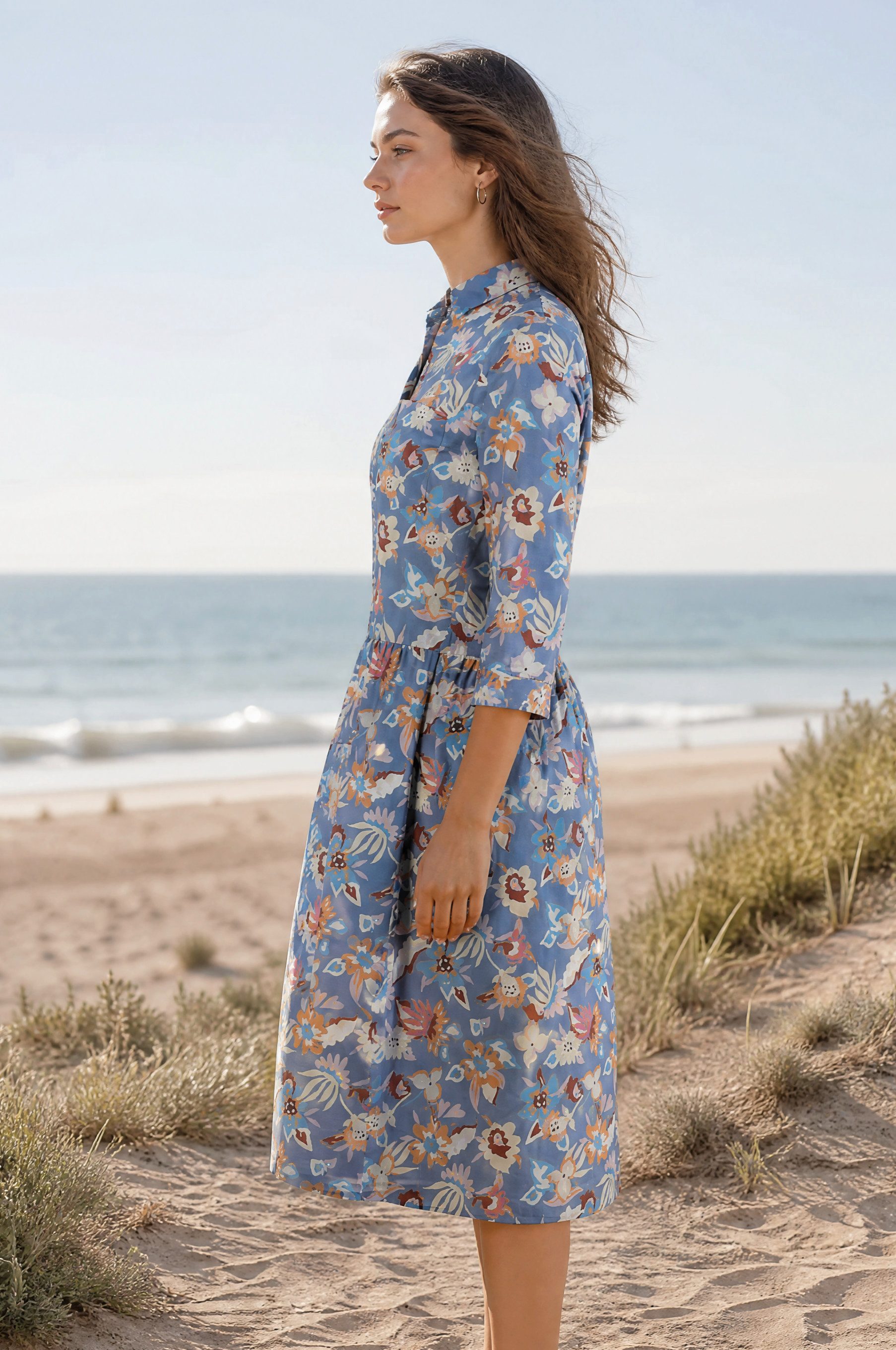 NADINE H Sommerkleid Sommerkleid aus Baumwolle mit trendigem All-Over Blumen Muster