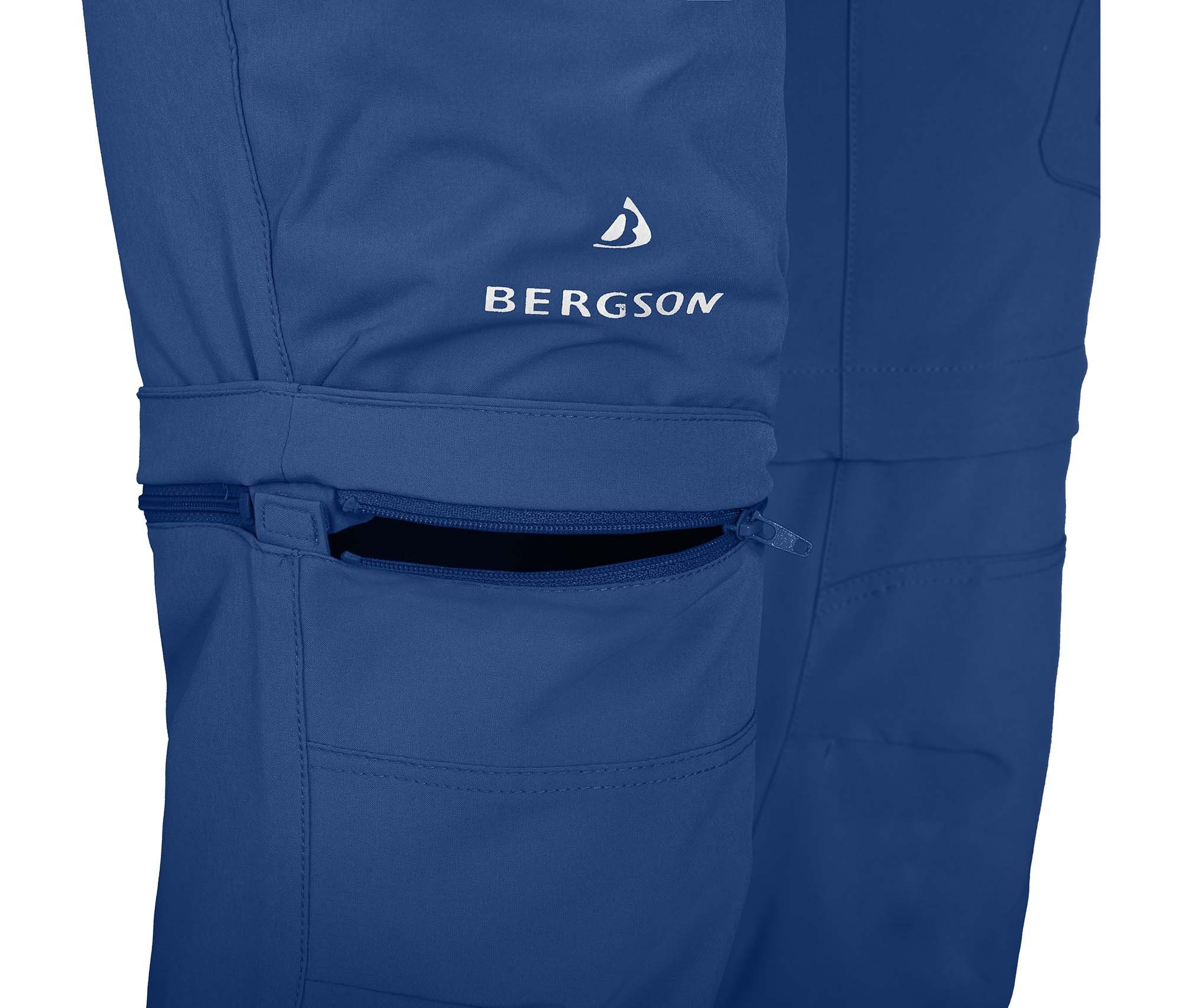 Bergson 7 Wanderhose, elastisch, Bermuda Herren FROSLEV blau Zipp-Off Taschen, Normalgrößen, Zip-off-Hose recycelt,