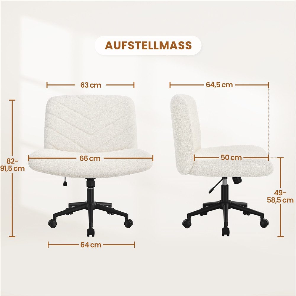 Yaheetech Drehstuhl Höhenverstellbarer Polstersessel, Schreibtischstuhl mit breitem Sitzkissen, 360° drehbar – Bild 4 von 5