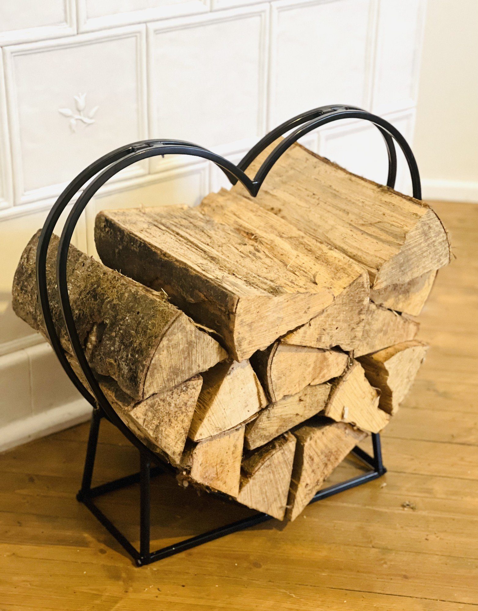Dekoleidenschaft Kaminholzregal "Herz" aus Metall, Brennholzregal, Feuerhol günstig online kaufen