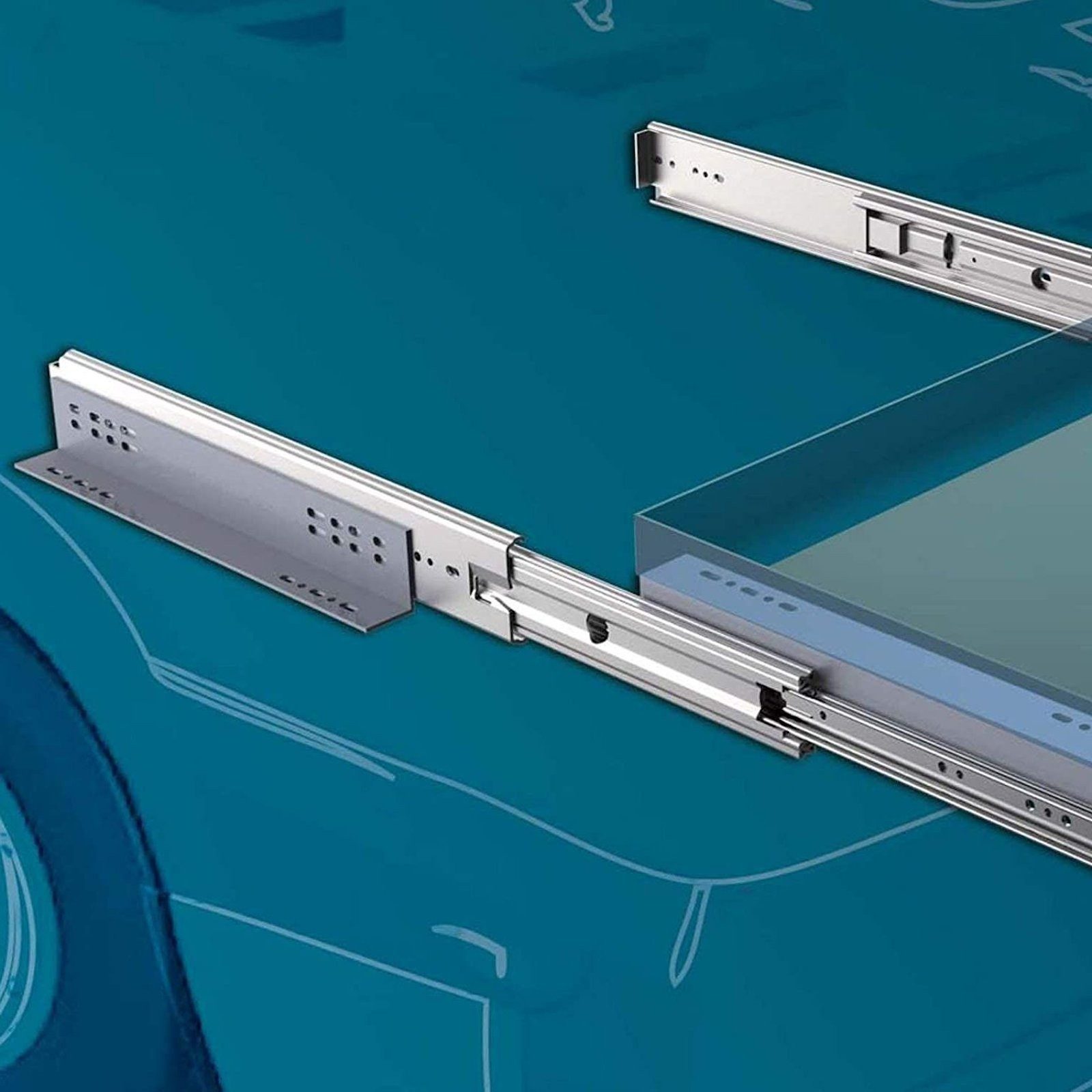 SO-TECH® Möbelbeschlag Montagewinkel für 200 Kg Schwerlastauszüge KV2-200-H76-LC (2 St), Silber verzinkt für Boden- u. Plattformmontage