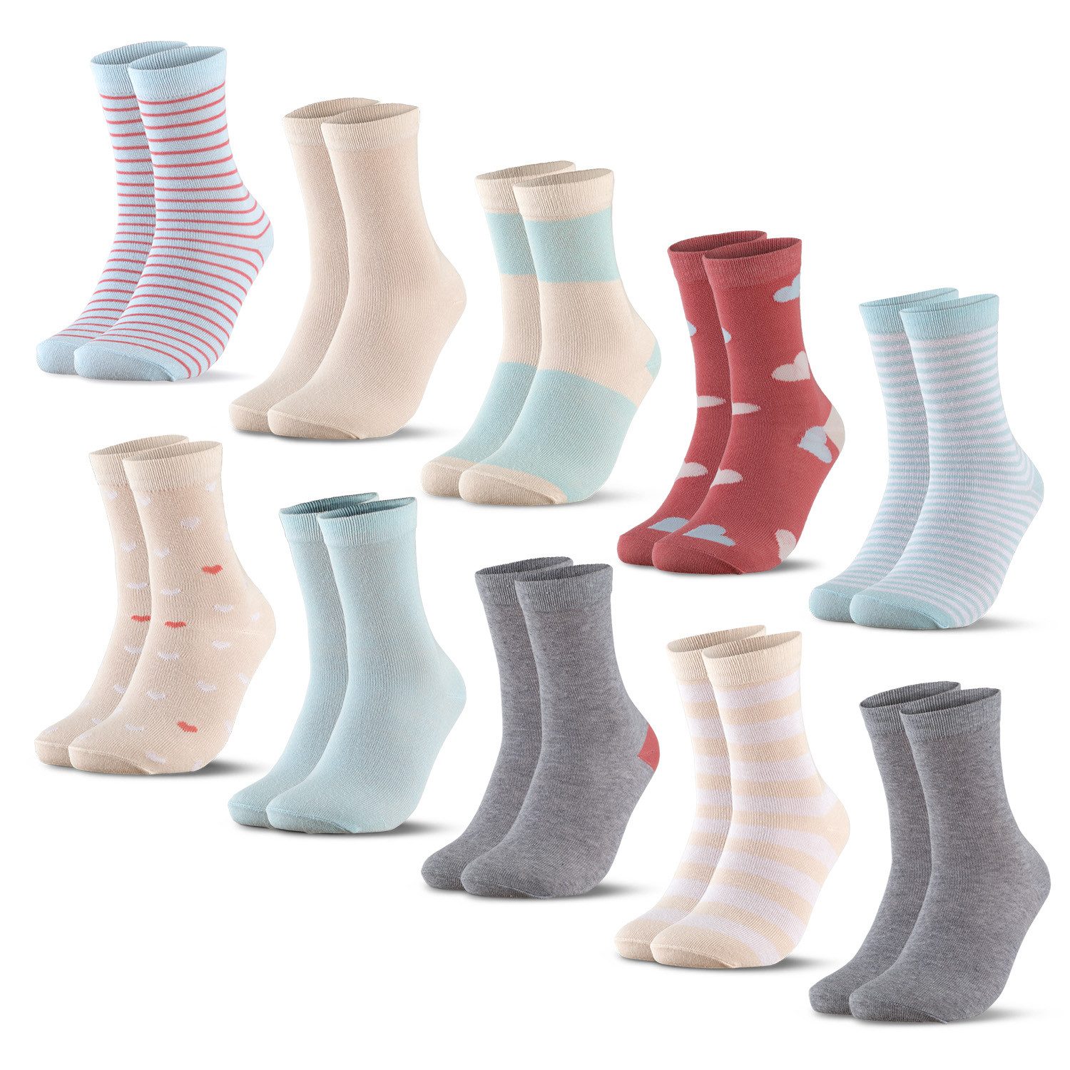 OCCULTO Basicsocken Jungen & Mädchen Bunte Socken 10er Pack (Modell: Estilo) (10-Paar)