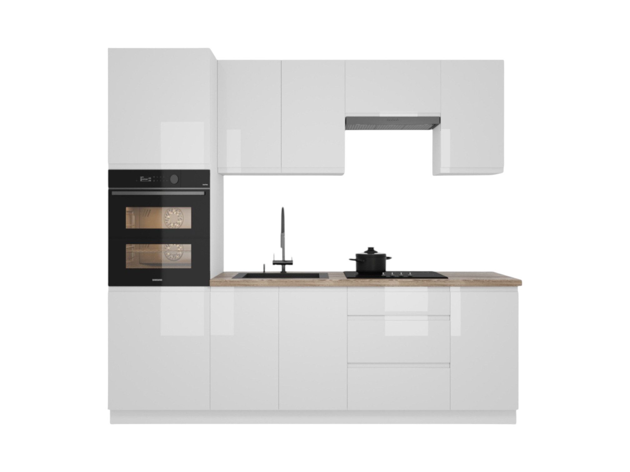 ROYAL24_MARKT Küchenzeile K101-G240 - Velmora - Stilvoll kochen auf kleinem Raum, (Komplett Set), Feinste Qualität - Modern - Zeitlos.
