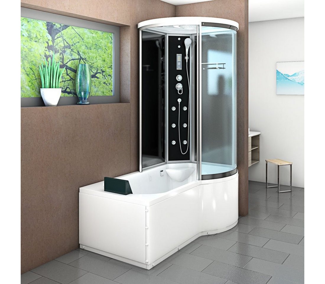 Thumbnail - AcquaVapore Grossraumdusche Wanne Dusche Kombination sw K55-L31-ALL 170x100, Sicherheitsglas ESG, inklusive Duschwanne, ...