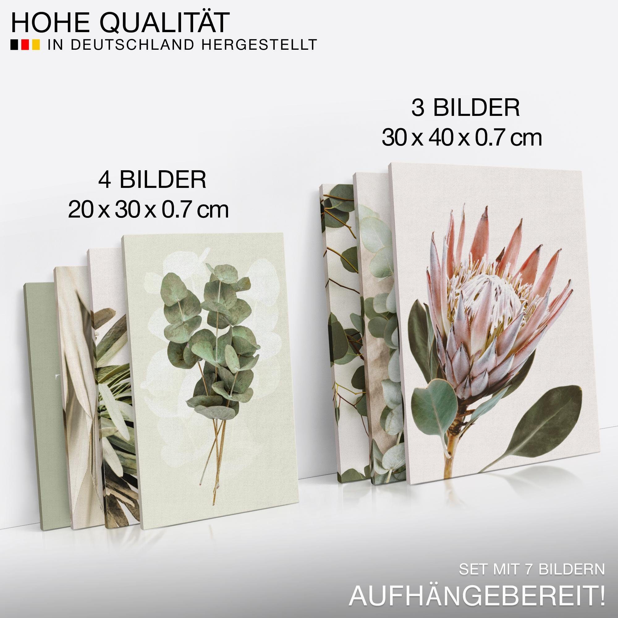 Novart Wandbild Boho Style Strand Meer Natur Wohnzimmer Schlafzimmer Boho 100x70cm, Blätter 110x73