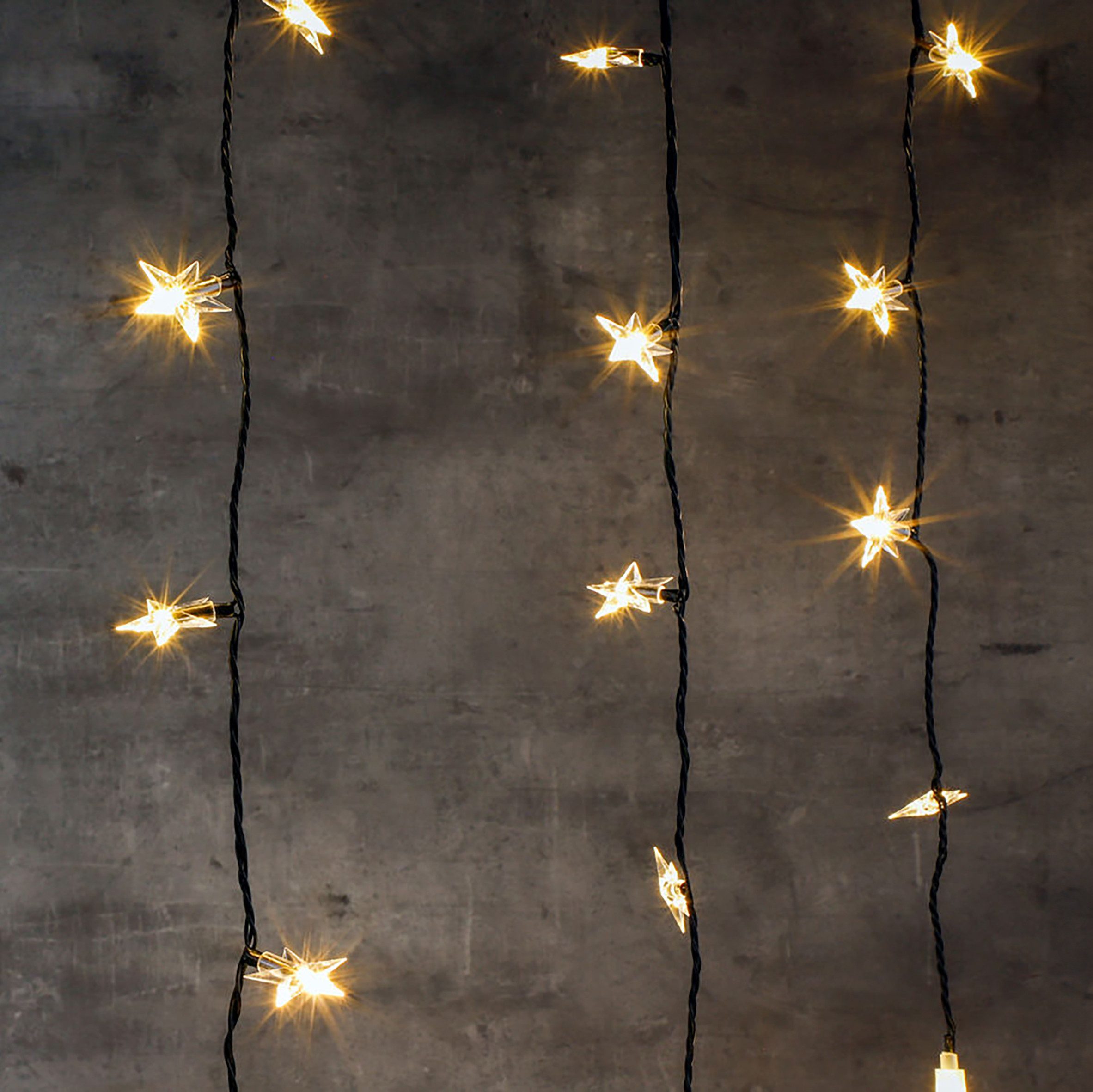 Spetebo Lichtervorhang Stern Lichtervorhang 105x100 cm warmweiß, 30-flammig, mit 5 großen und 25 kleinen Sternen zur weihnachtlichen Dekoration