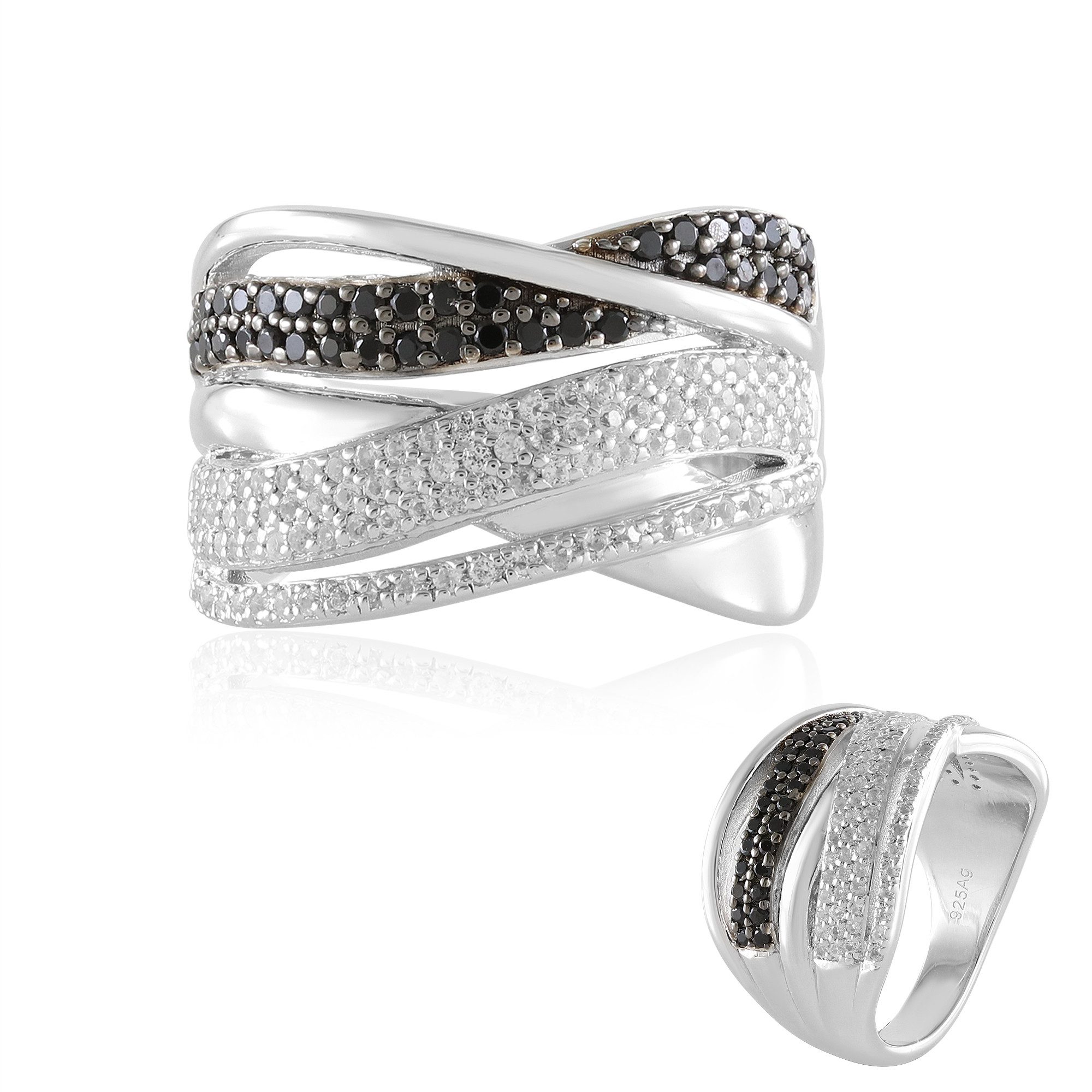 Cavill Silberring Schwarzer Spinell Weißer Topas Silber Ring (1-tlg) günstig online kaufen