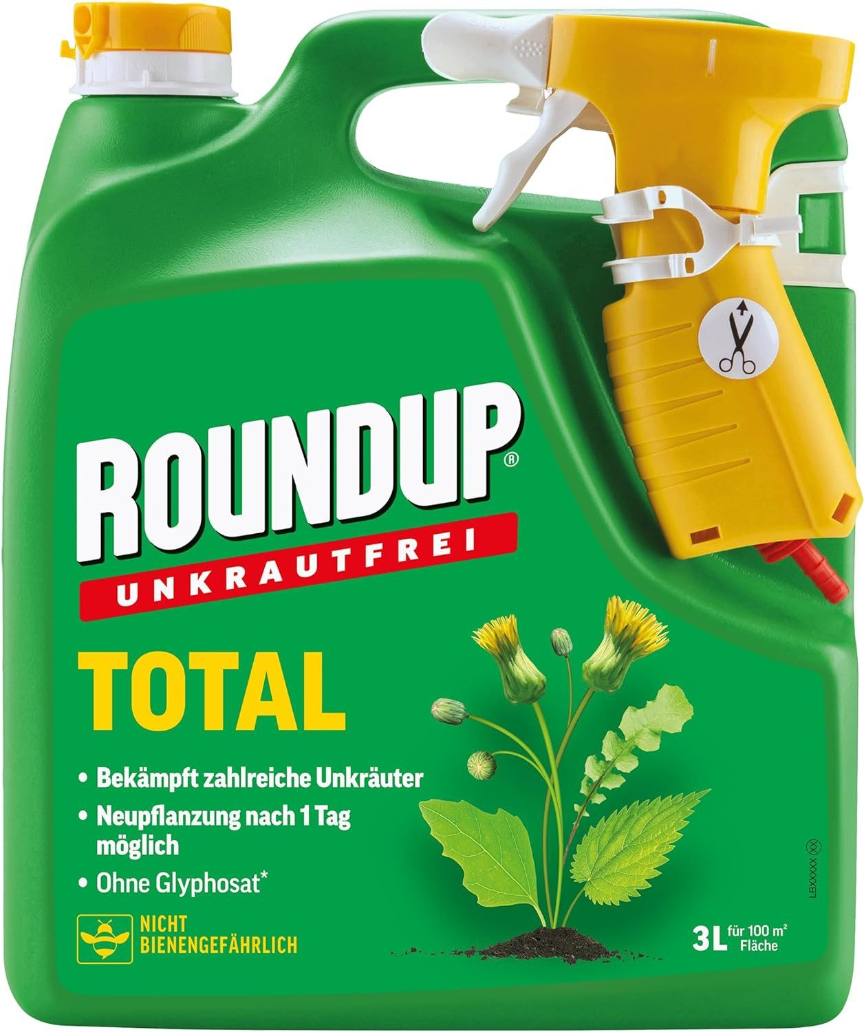 Unkrautbekämpfungsmittel Roundup Unkrautfrei TOTAL, 3 L Sprühflasche