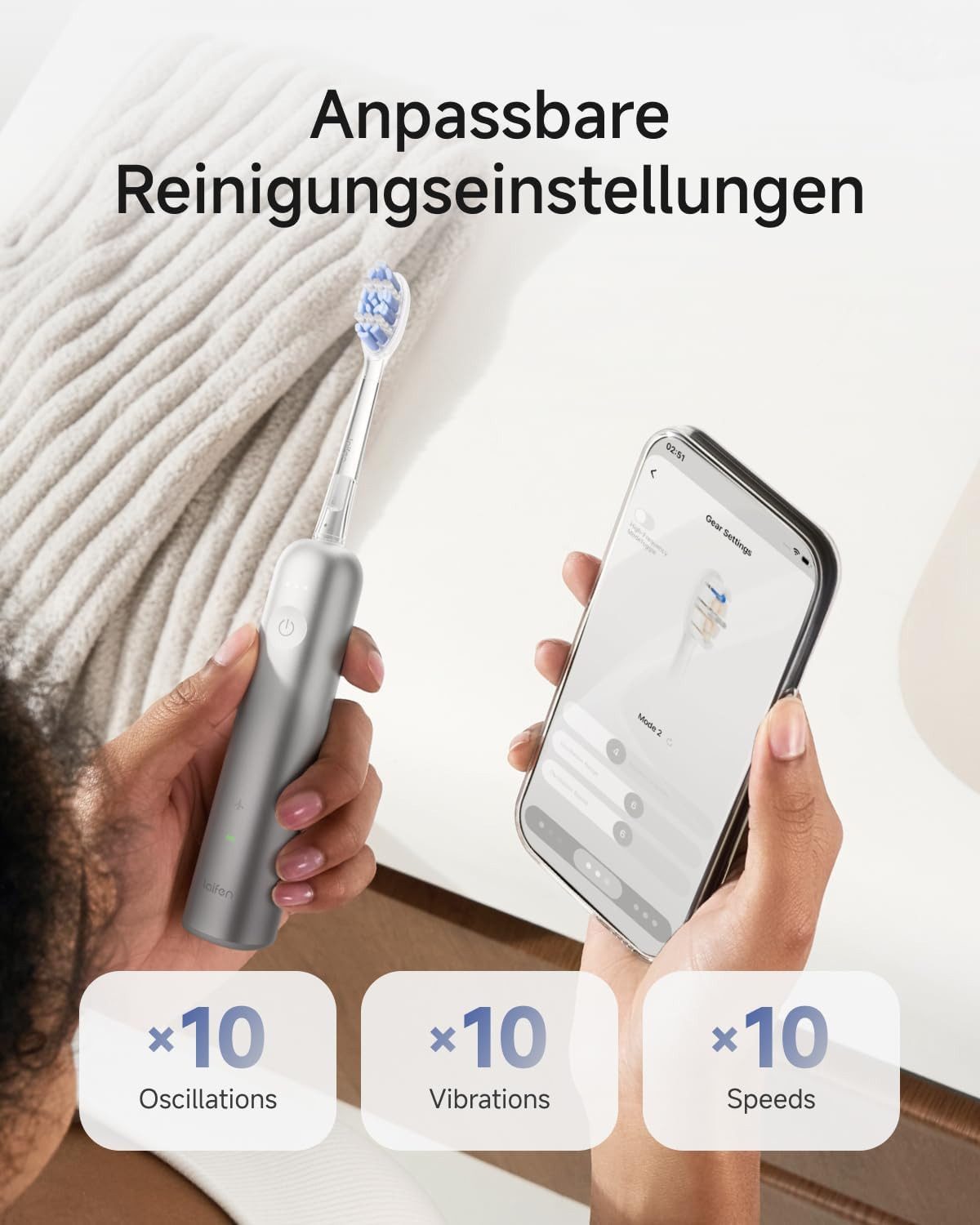 laifen Elektrische Zahnbürste Laifen Wave Pro elektrische Zahnbürste – Aluminium – Bild 5 von 5