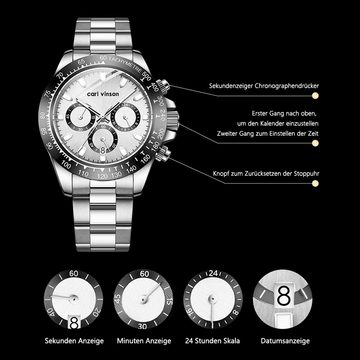 GelldG Quarzuhr Uhr wasserdicht leuchtend Lesen Chronograph mit Kalender Armbanduhr