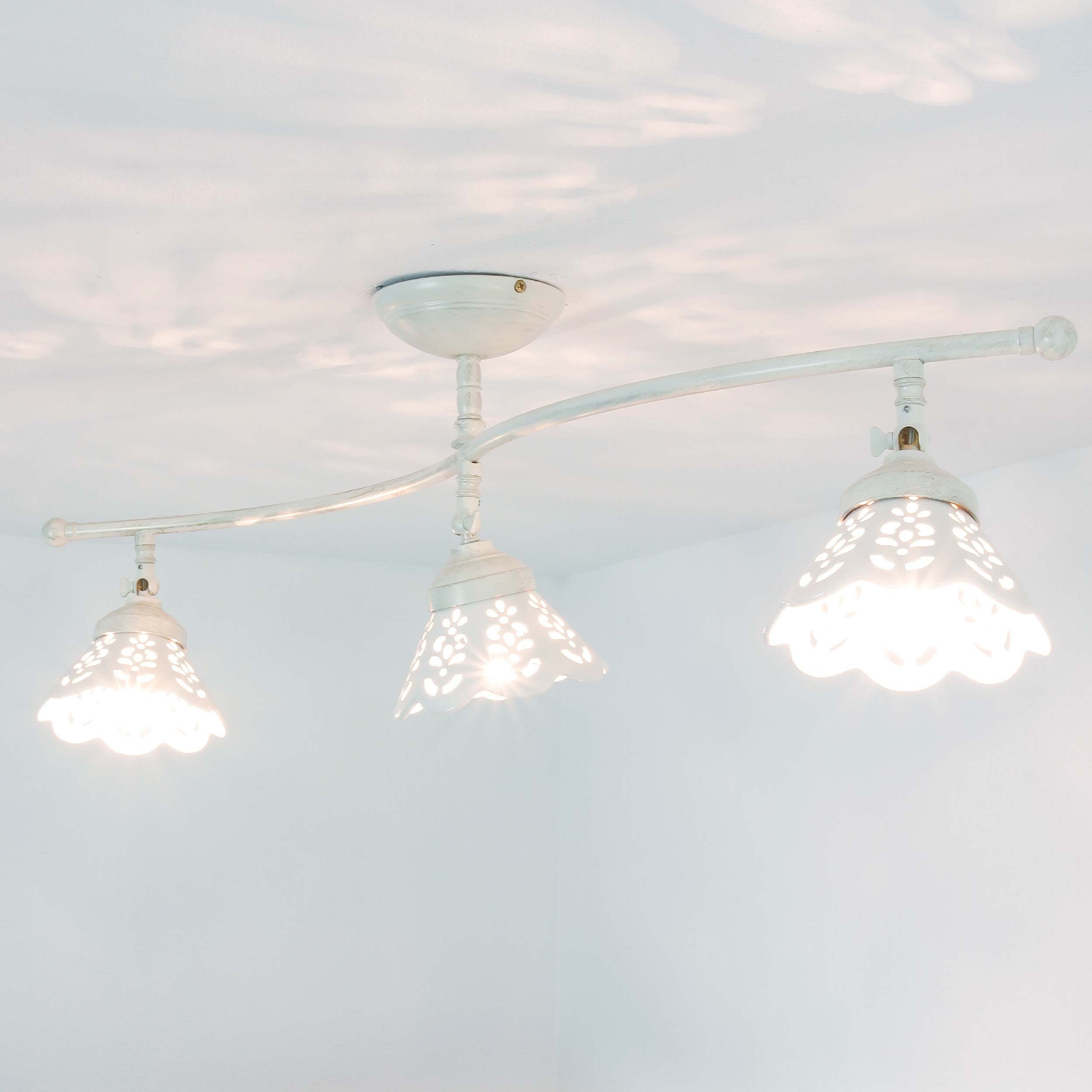 Wohnzimmer Chic Shabby Elfenbeinfarben Deckenlampe PLAFFONIERE, ohne Leuchtmittel, E14 Flur Deckenstrahler Licht-Erlebnisse