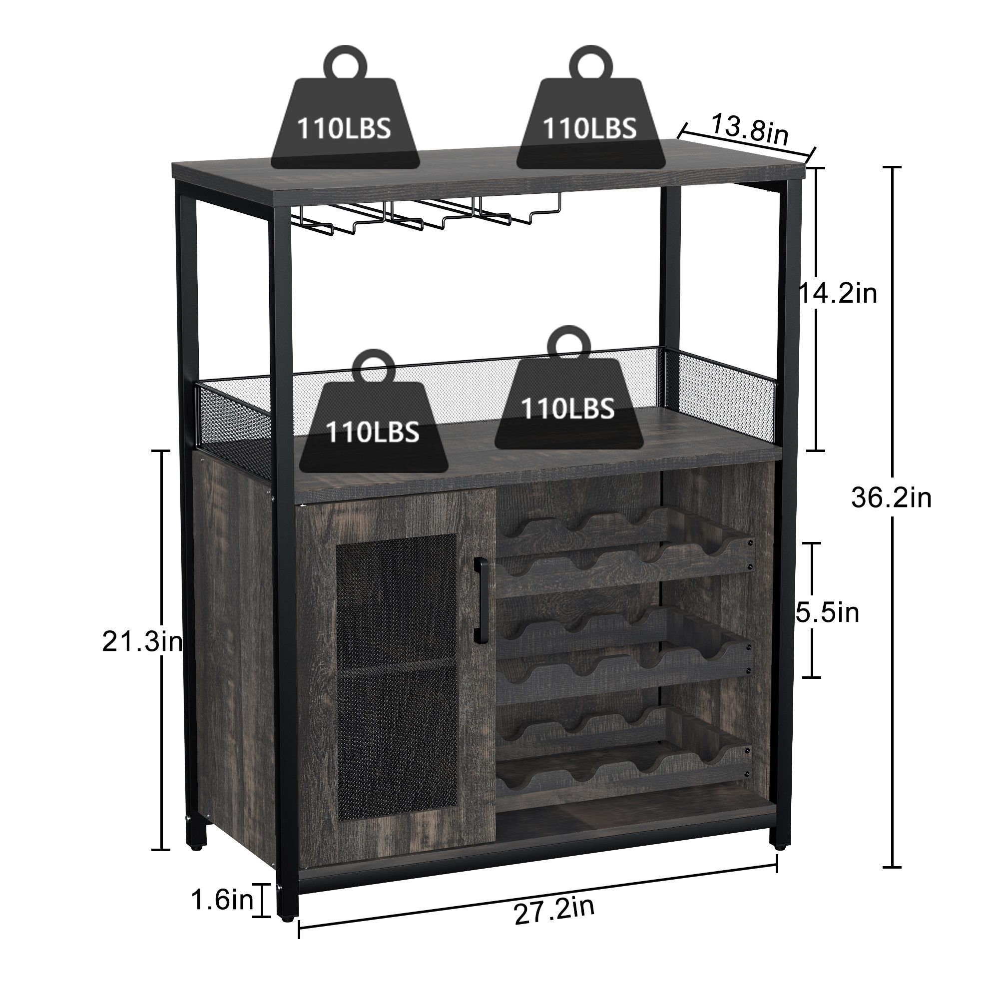 GarveeMore Weinschrank,Barschrank mit Glashalter und Netztür,industrielles günstig online kaufen