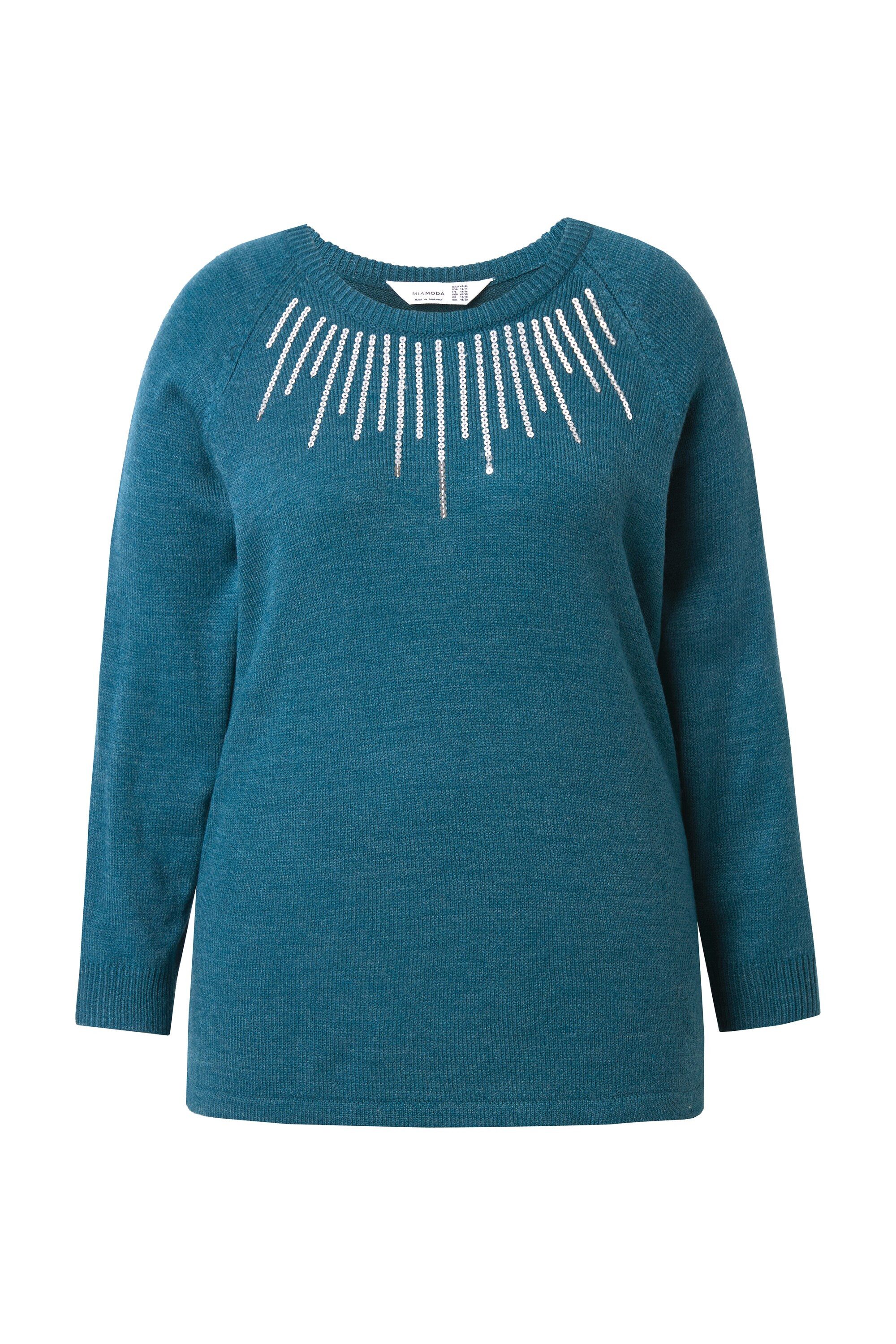 MIAMODA Strickpullover Pullover Pailletten Raglan-Langarm günstig online kaufen