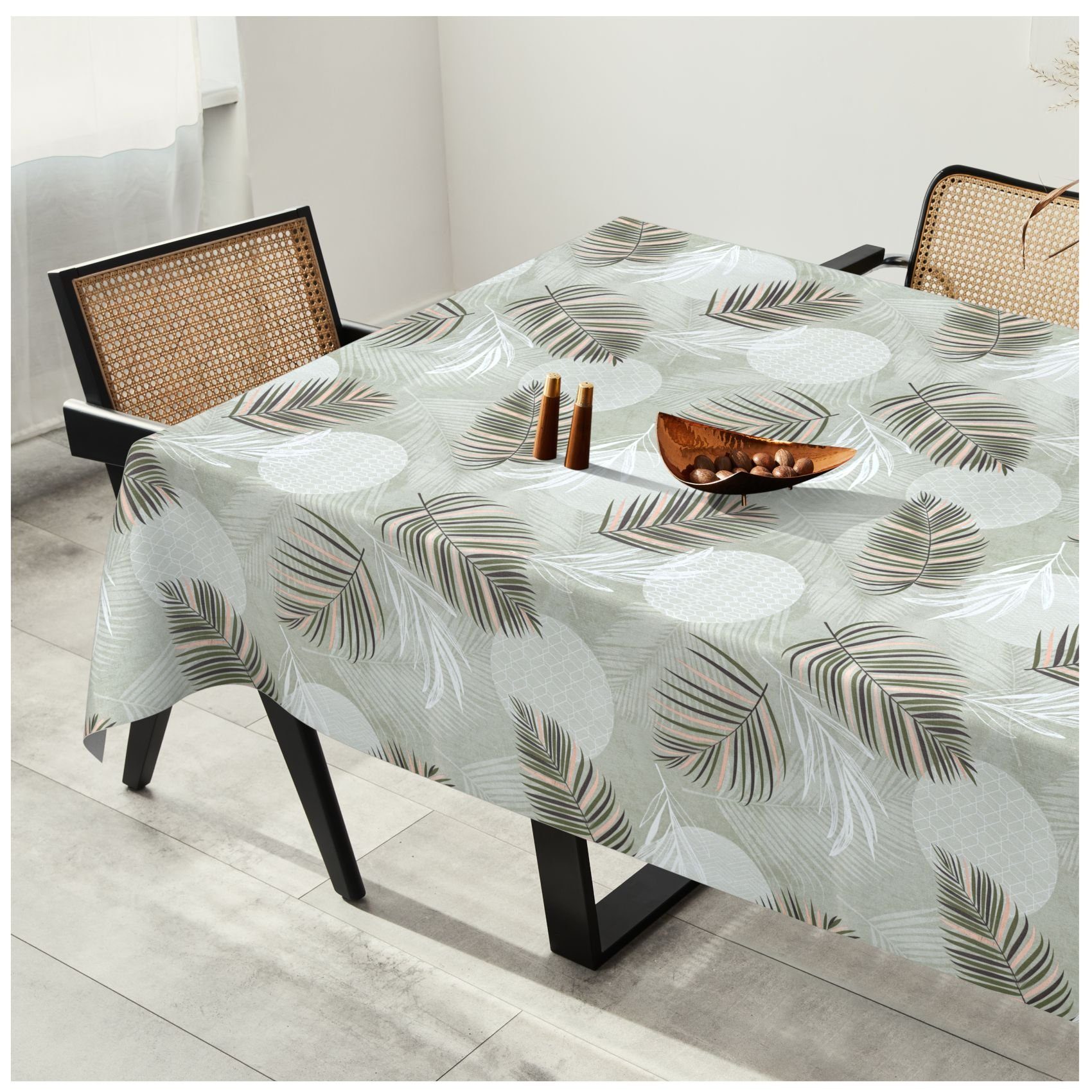 Breite, Wasserabweisend Tischdecke Prägung ANRO Grün Robust Blumen Premium Tischdecke Wachstuch