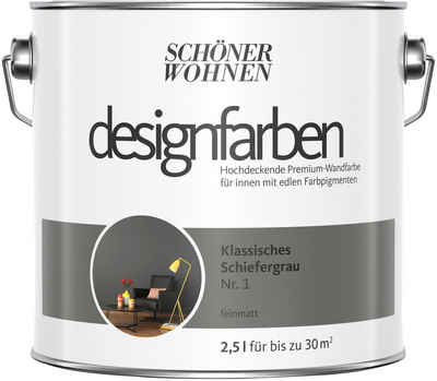 SCHÖNER WOHNEN-Kollektion Wand- und Deckenfarbe Designfarben, Klassisches Schiefergrau Nr. 1, hochdeckende Premium-Wandfarbe