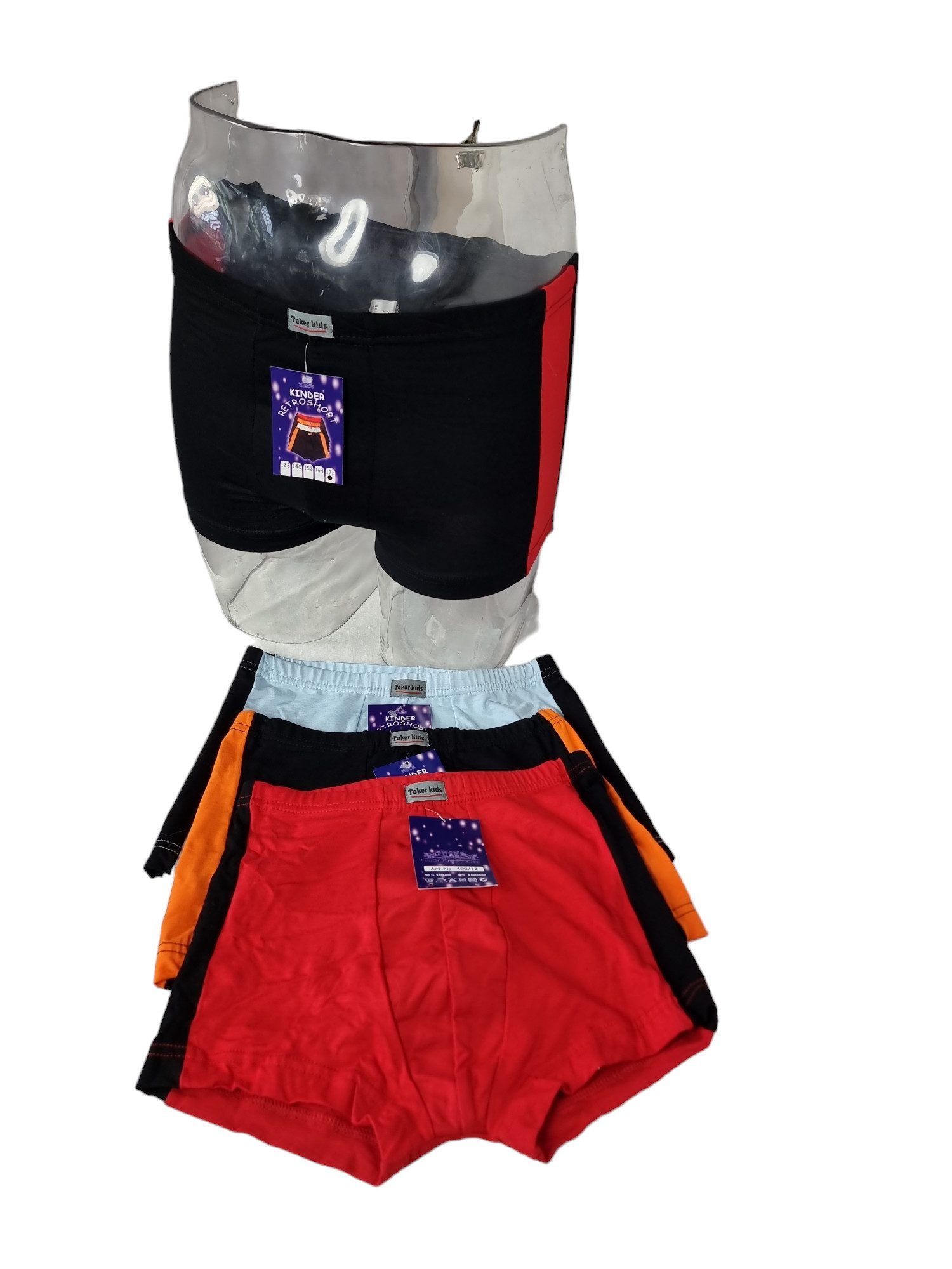 Toker Collection® Boxershorts KINDER Boxershorts - Retro Short- American Boxer (Packung, 4er-Pack) Logoschriftzug am Wäschebund – Bild 4 von 5