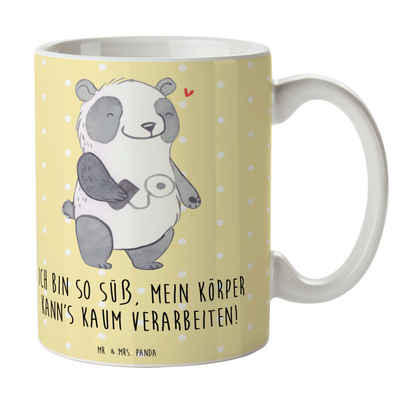 Mr. & Mrs. Panda Tasse Panda Insulinpumpe - Gelb Pastell - Geschenk, Kaffeetasse, Diabetes, Keramik, Herzberührende Designs