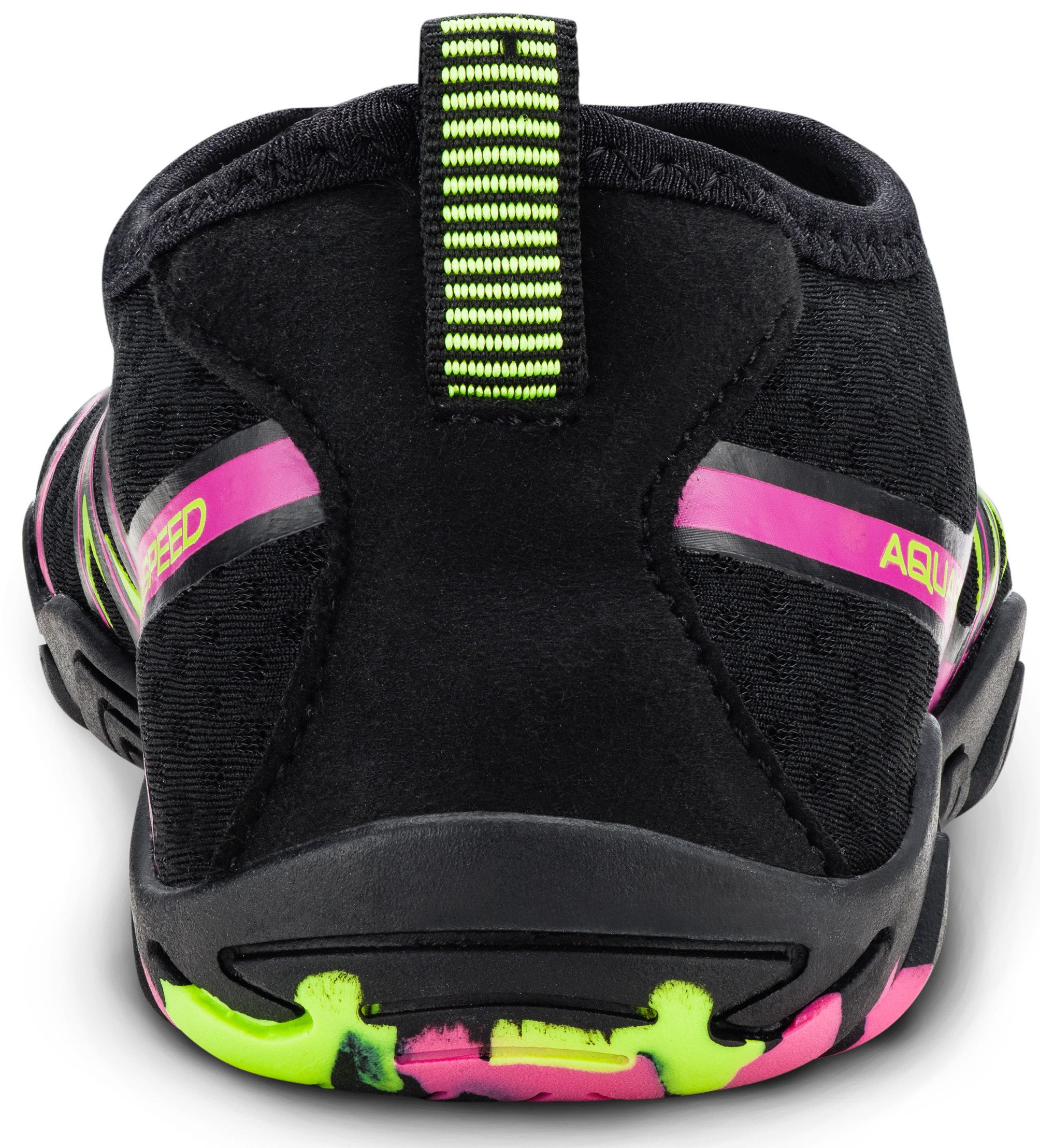 Aqua Speed Gekko Strandschuhe Gr. 35 – Schwarz/Rosa/Grün mit Handtuch Wasserschuh (Sneakerähnliche Wasserschuhe – bequem & griffig auf jedem Boden) Schützt vor heißem Sand & spitzen Steinen am Ufer
