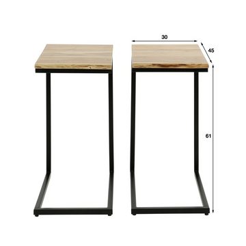 LEVEN Lifestyle Laptoptisch 2´er Set Nachttisch Beistelltisch Akazie Baumkante Holz (2´er Set), Höhe 60 m