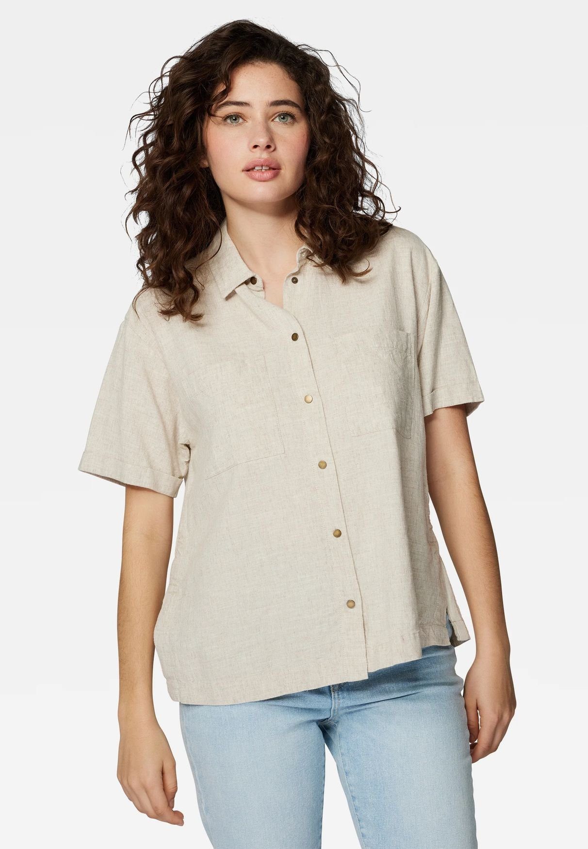 Mavi Blusenshirt Kurzarm Hemd BLUSE 5402 in Beige