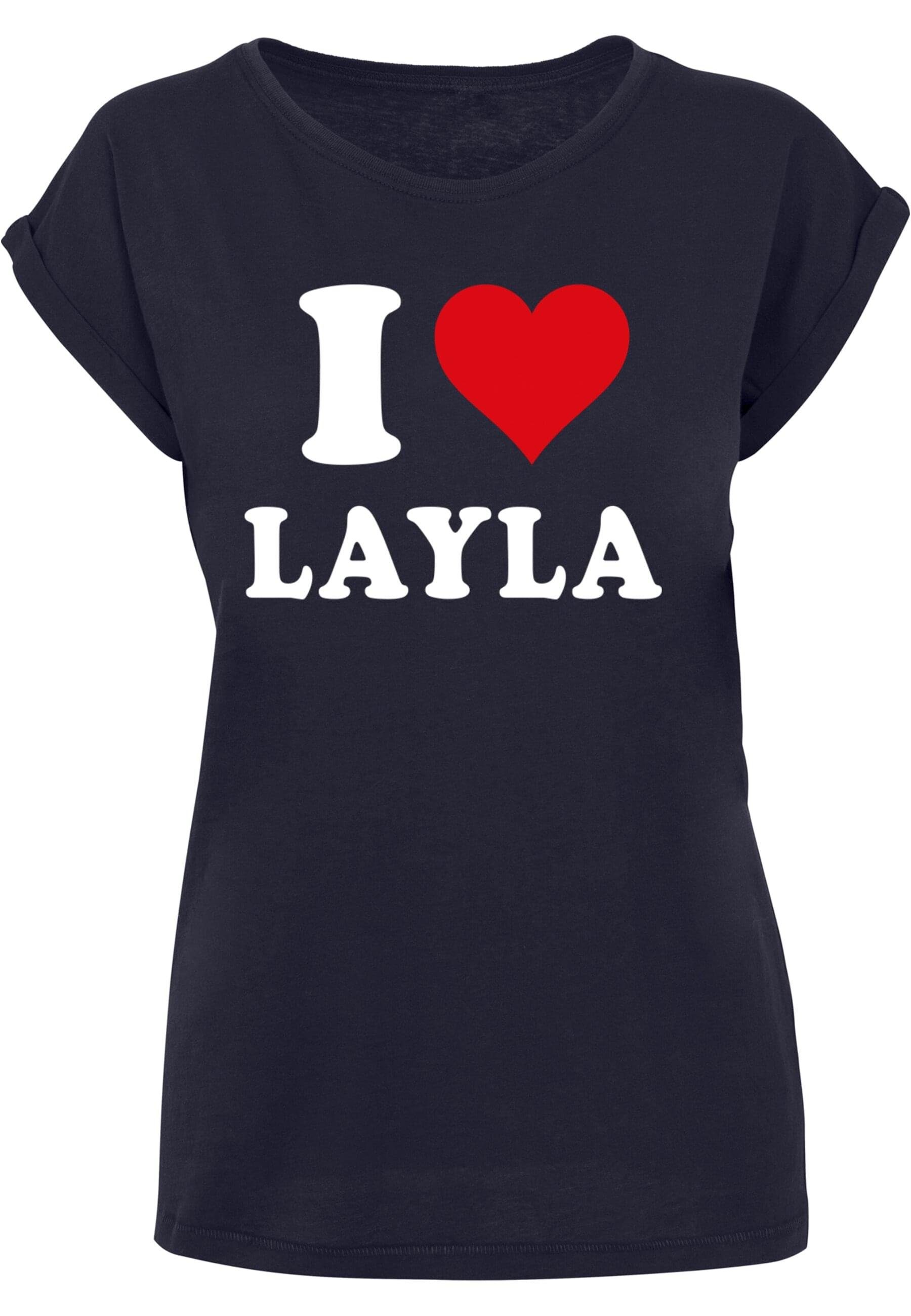 Merchcode T-Shirt Damen Ladies I Love Layla X T-Shirt (1-tlg) navy | T-Shirts